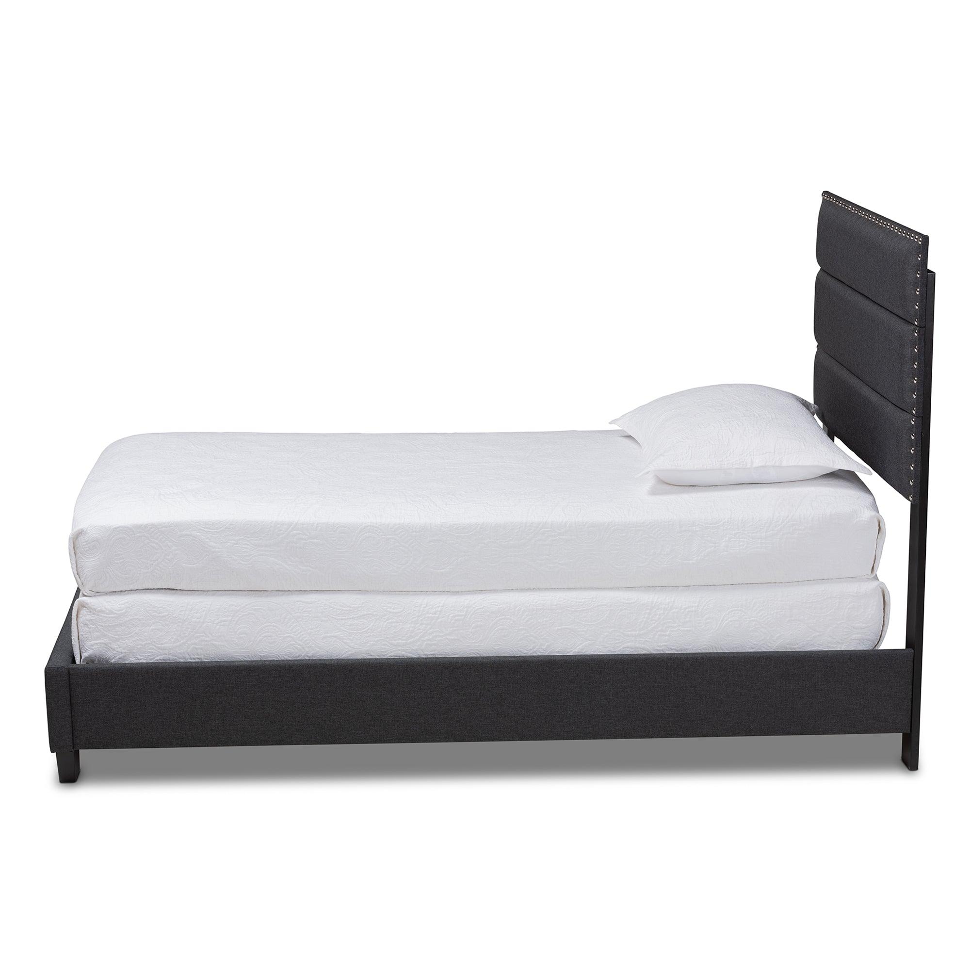 Ansa Modern and Contemporary Dark Fabric Upholstered Bed