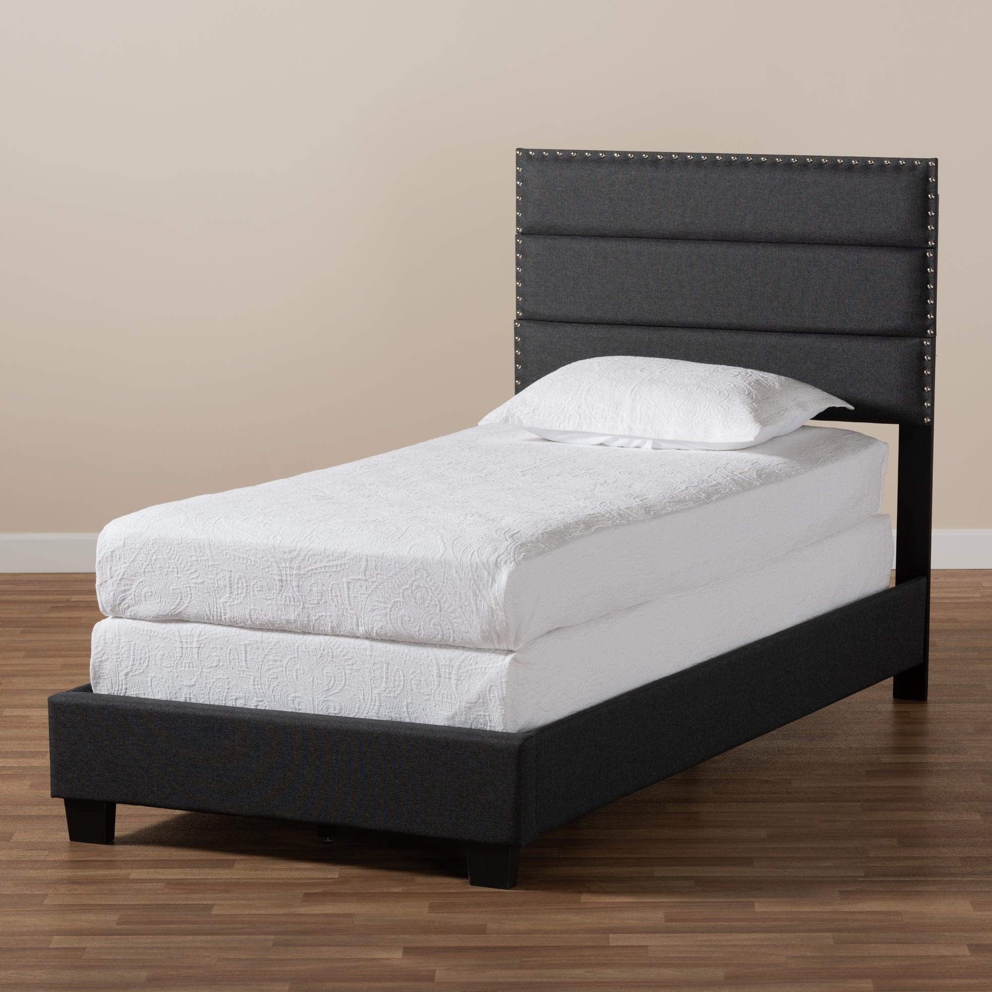 Ansa Modern and Contemporary Dark Fabric Upholstered Bed