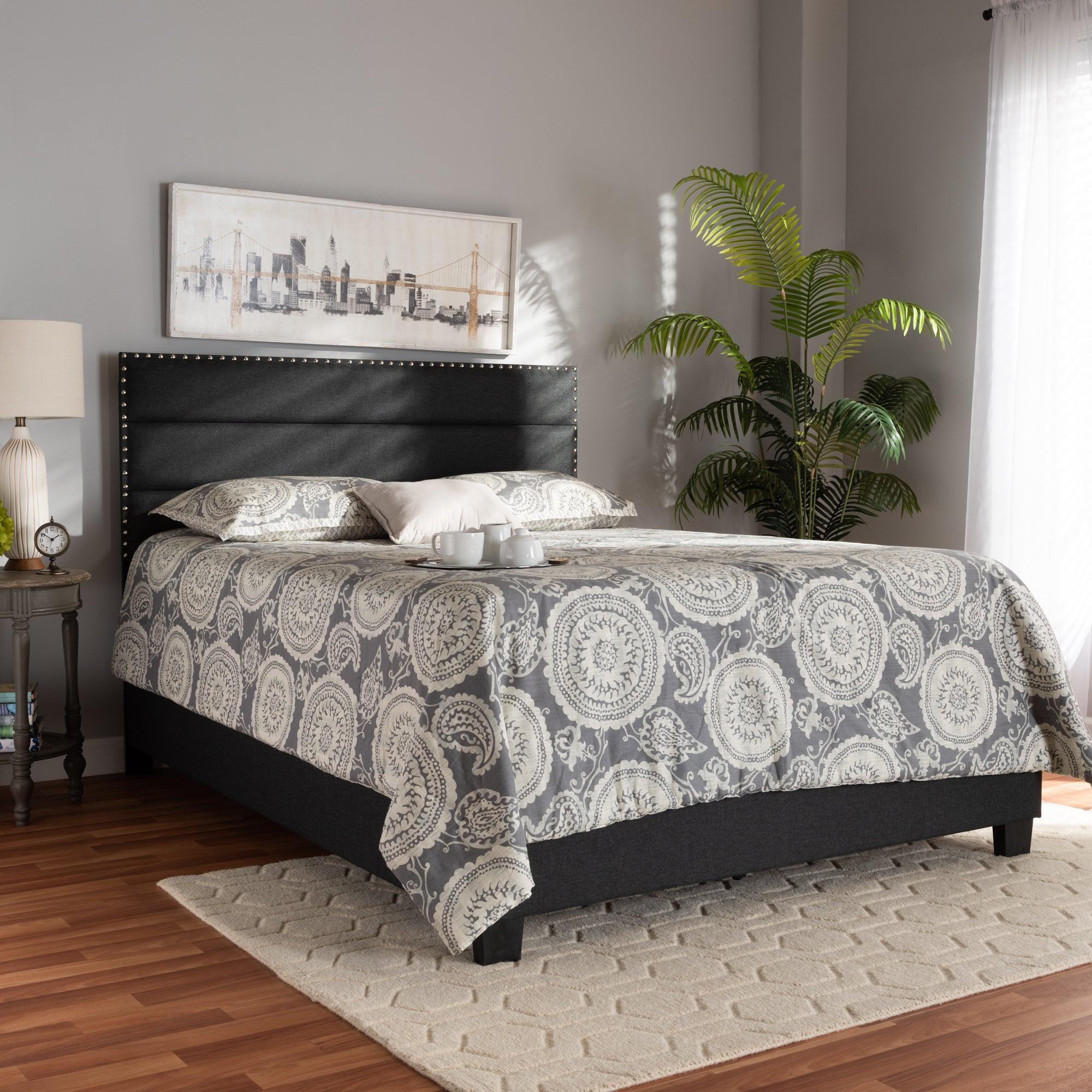 Ansa Modern and Contemporary Dark Fabric Upholstered Bed