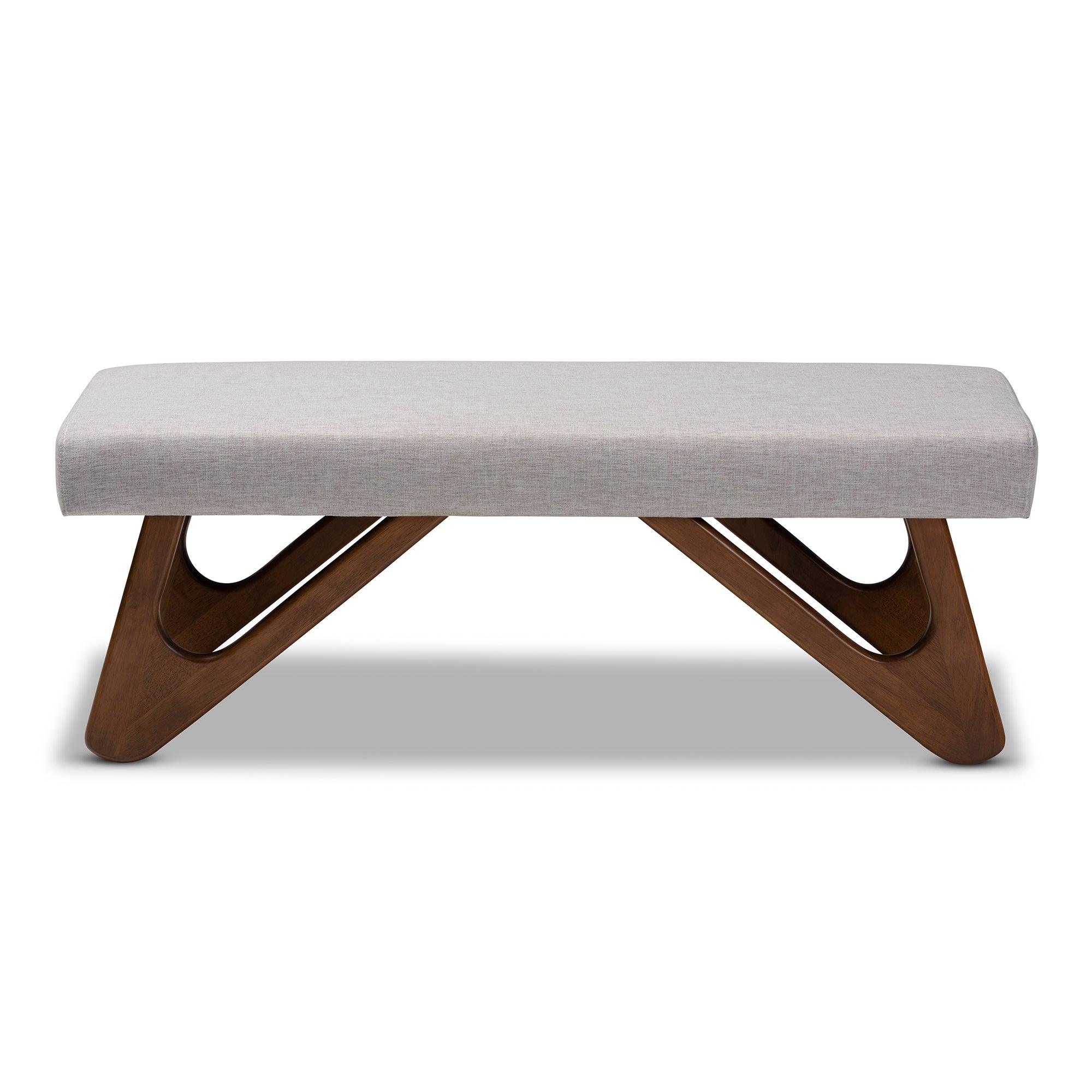 Rika Mid-Century Modern ish Fabric Upholstered Finished Boomerang Bench