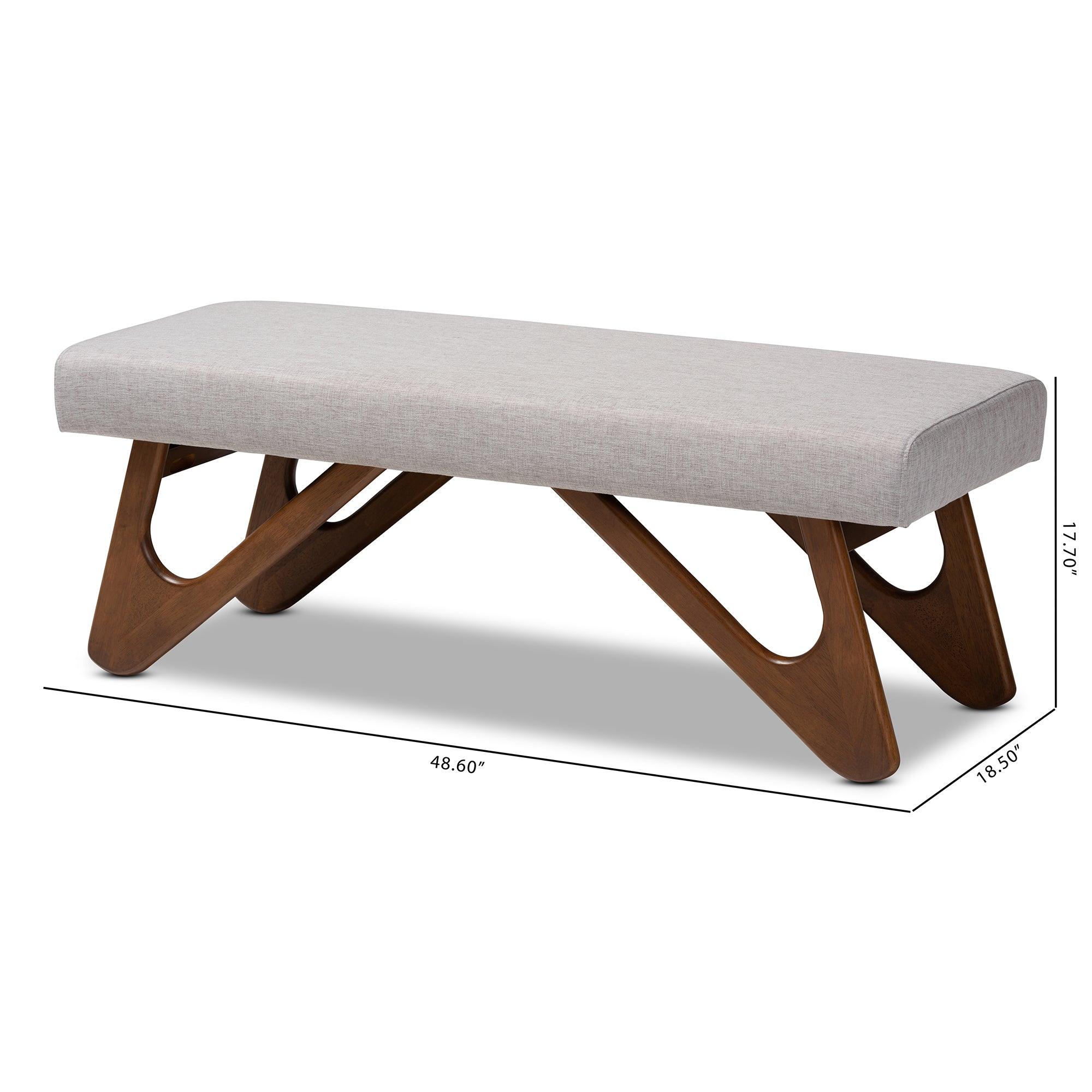 Rika Mid-Century Modern ish Fabric Upholstered Finished Boomerang Bench