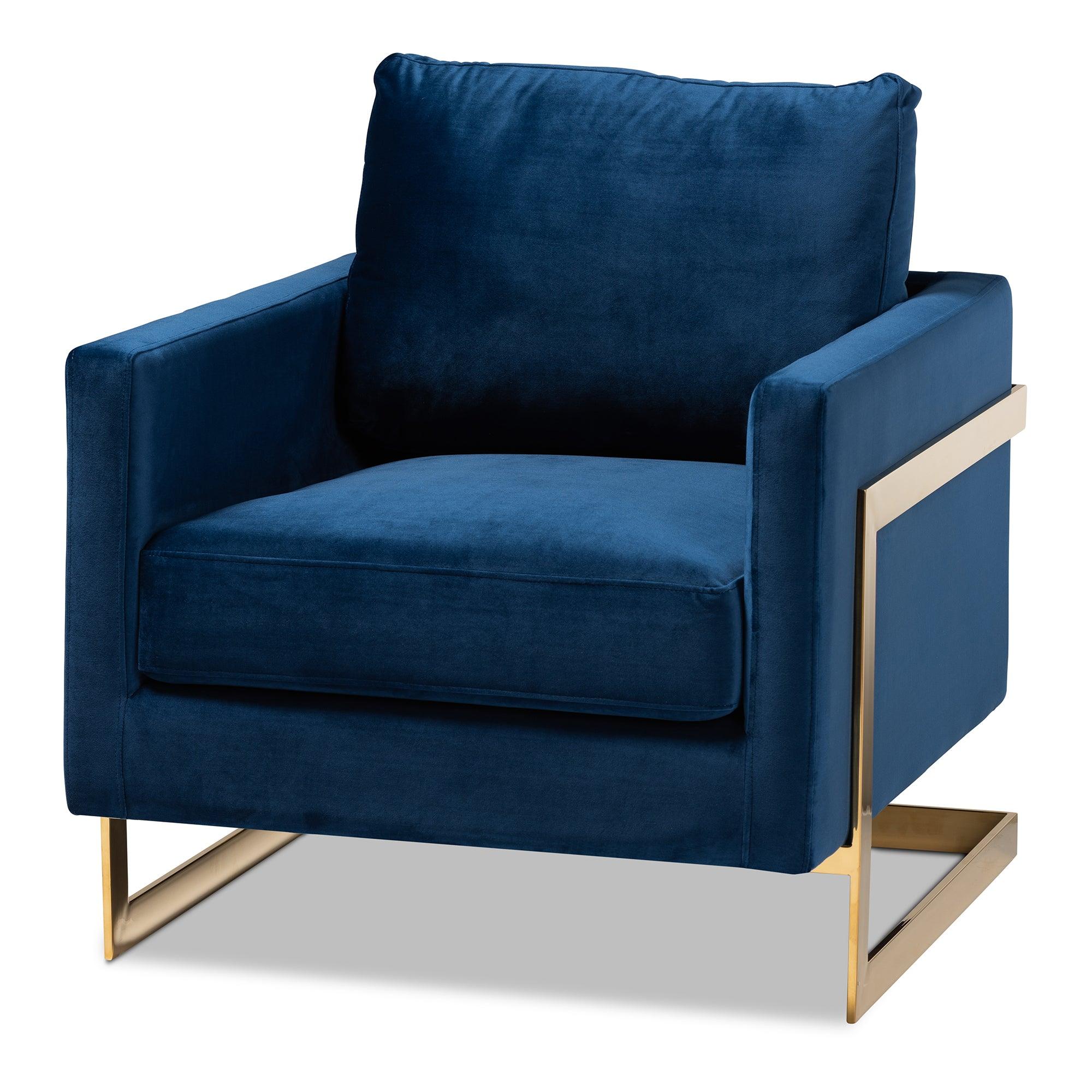 Matteo Glam and Luxe Royal Velvet Fabric Upholstered Finished Armchair