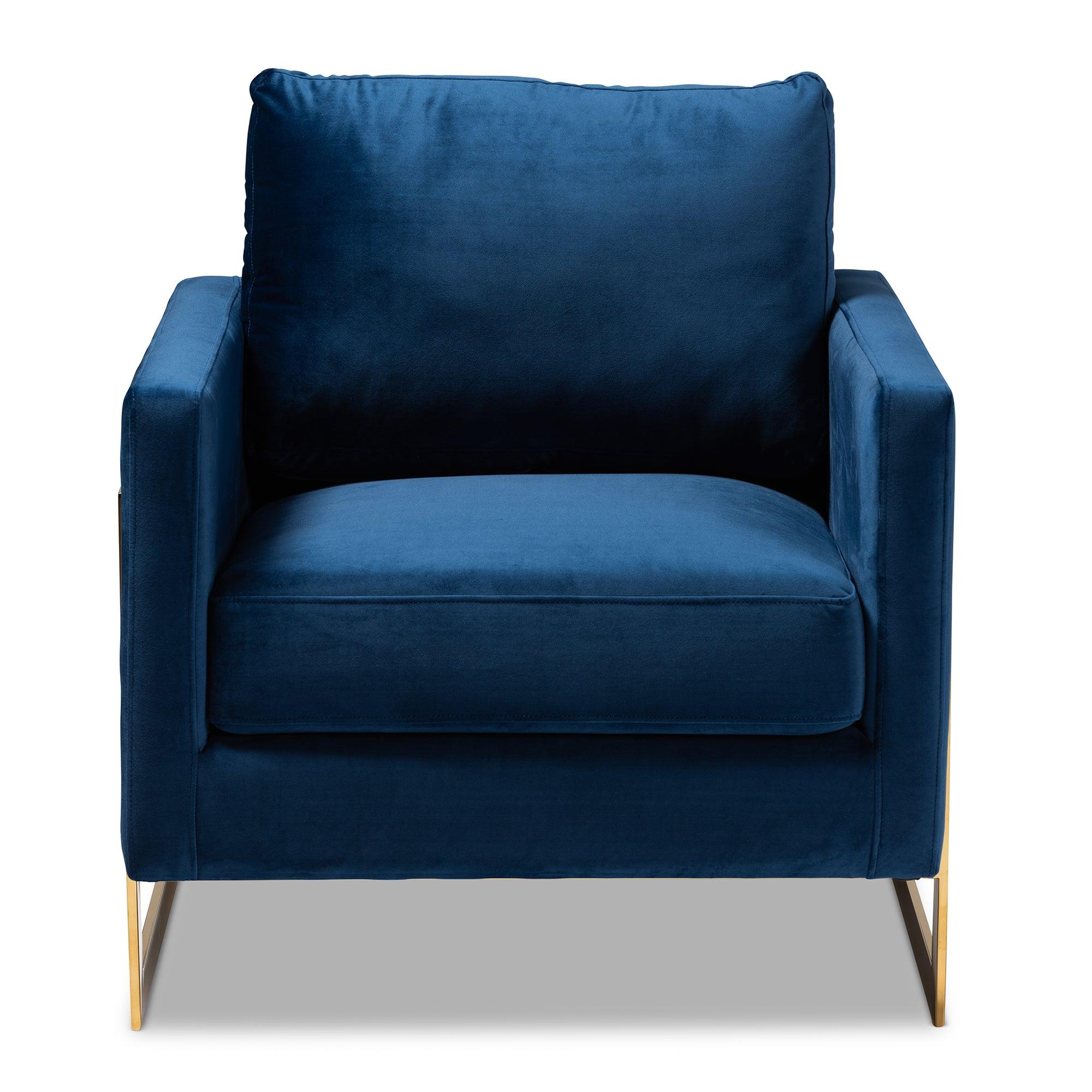 Matteo Glam and Luxe Royal Velvet Fabric Upholstered Finished Armchair