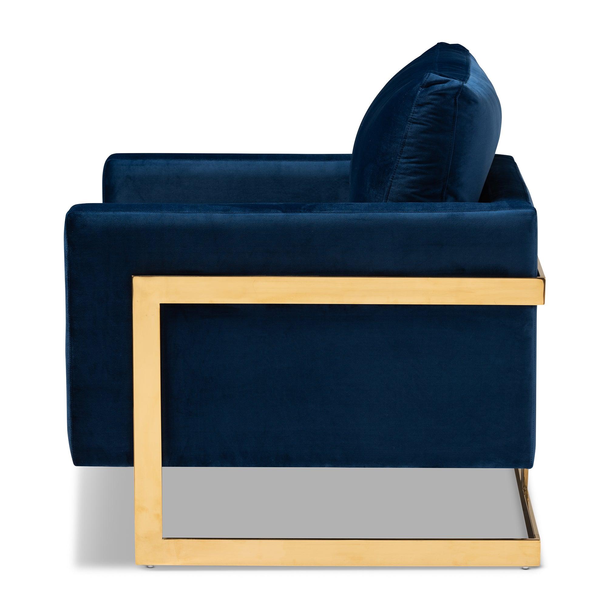 Matteo Glam and Luxe Royal Velvet Fabric Upholstered Finished Armchair