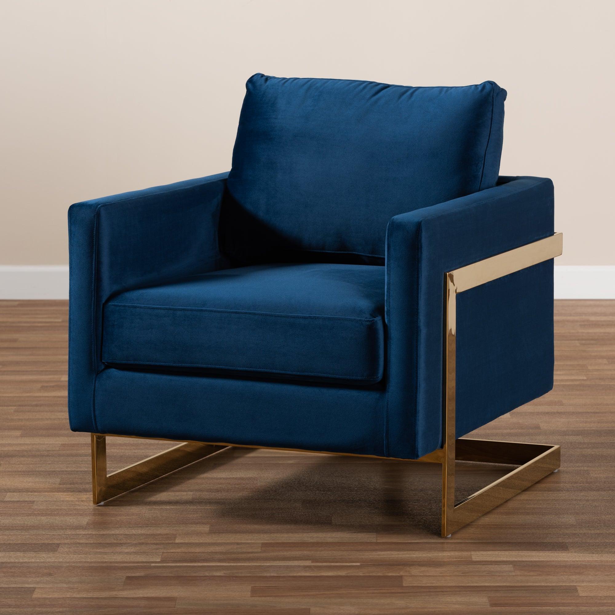 Matteo Glam and Luxe Royal Velvet Fabric Upholstered Finished Armchair