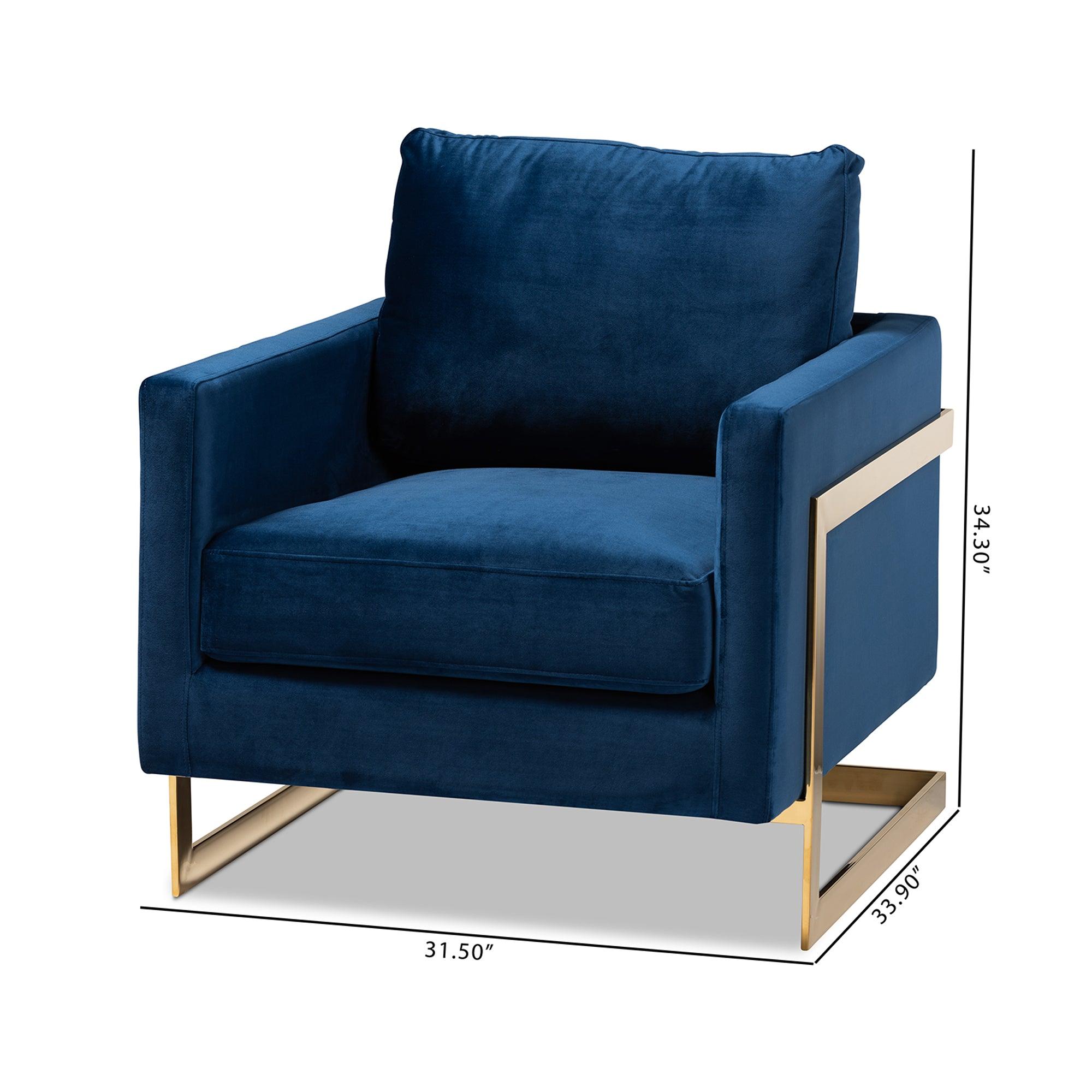 Matteo Glam and Luxe Royal Velvet Fabric Upholstered Finished Armchair