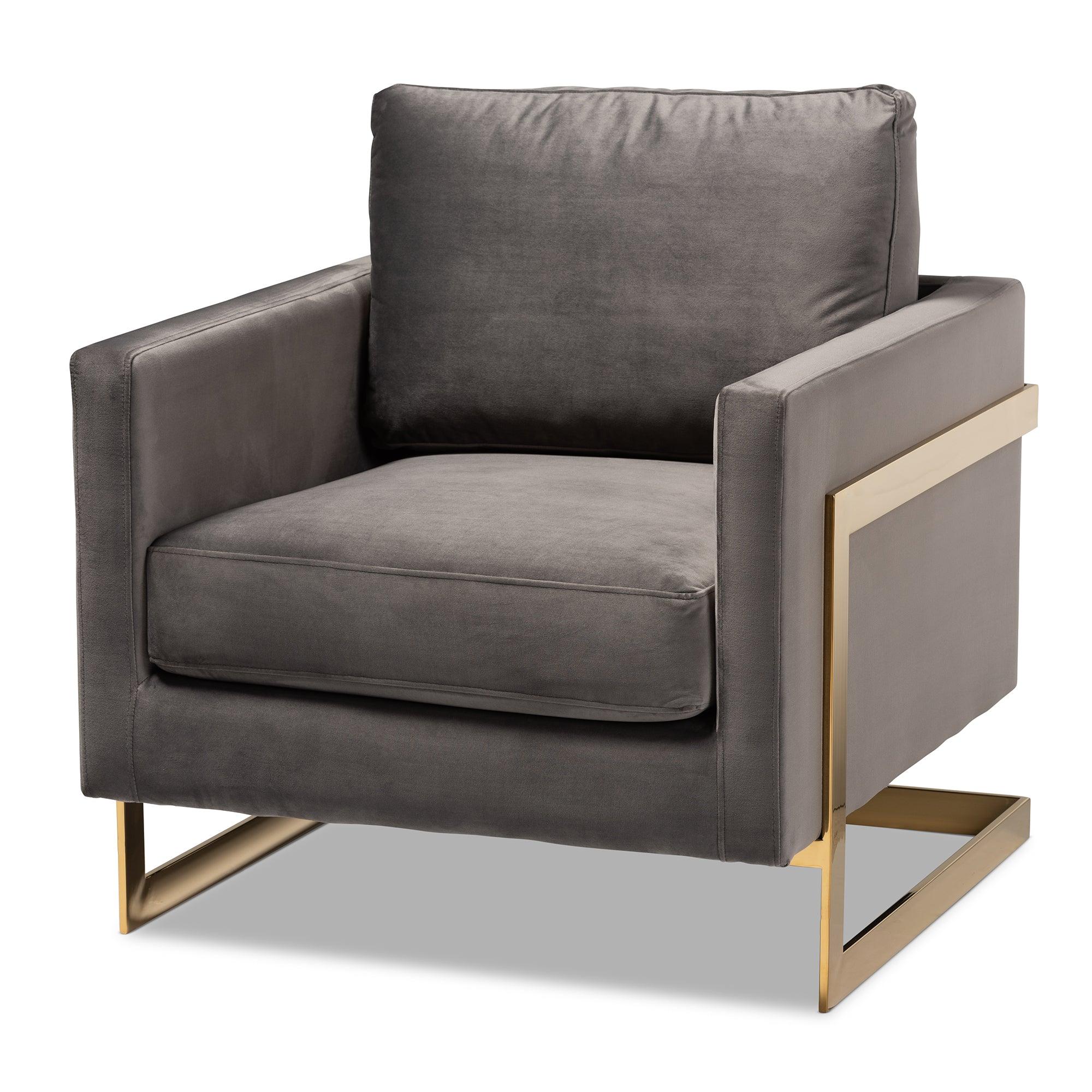 Matteo Glam and Luxe Velvet Fabric Upholstered Finished Armchair