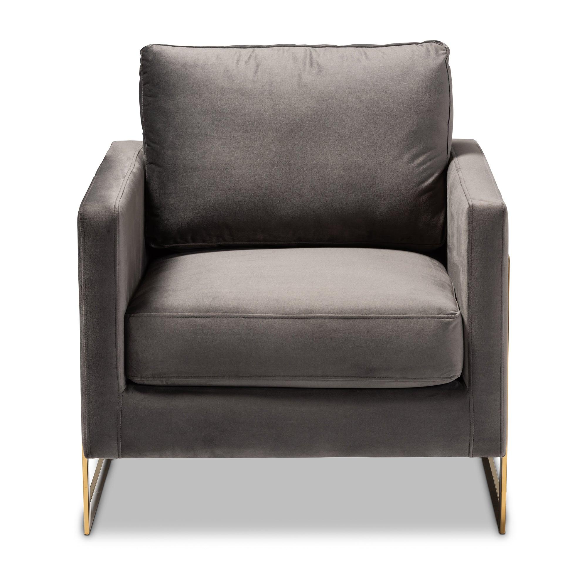 Matteo Glam and Luxe Velvet Fabric Upholstered Finished Armchair