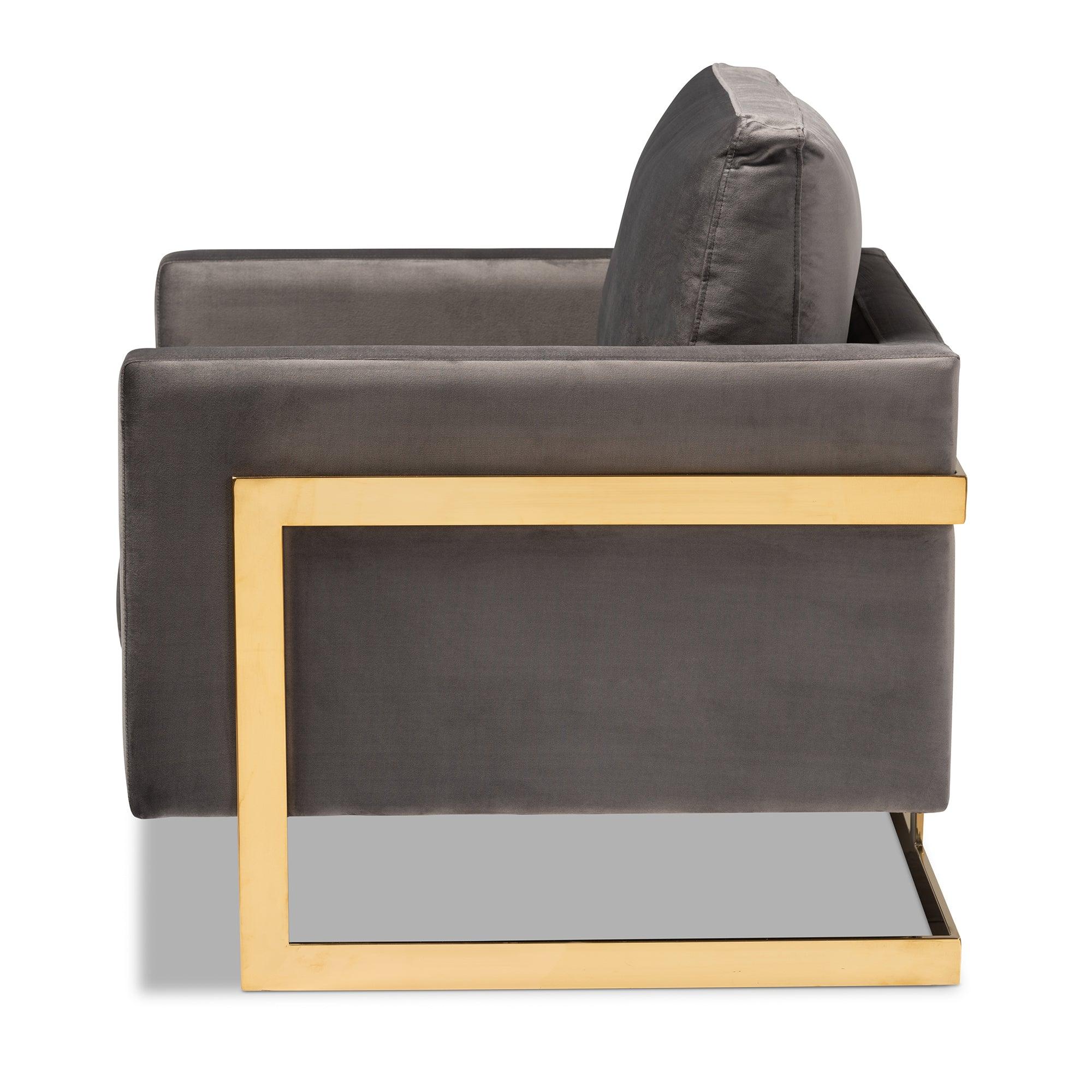 Matteo Glam and Luxe Velvet Fabric Upholstered Finished Armchair