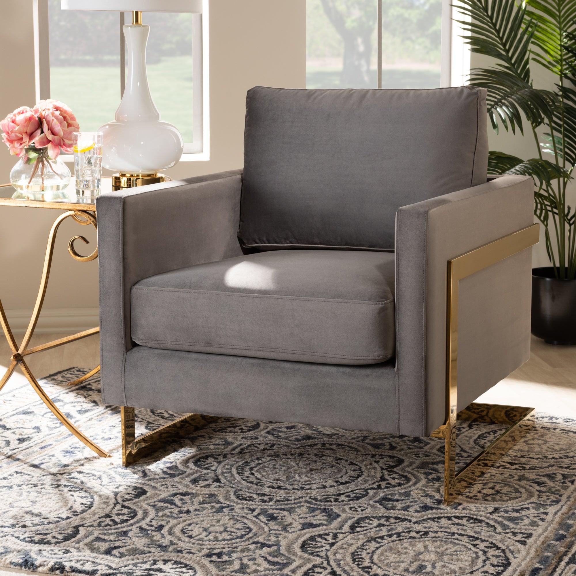 Matteo Glam and Luxe Velvet Fabric Upholstered Finished Armchair