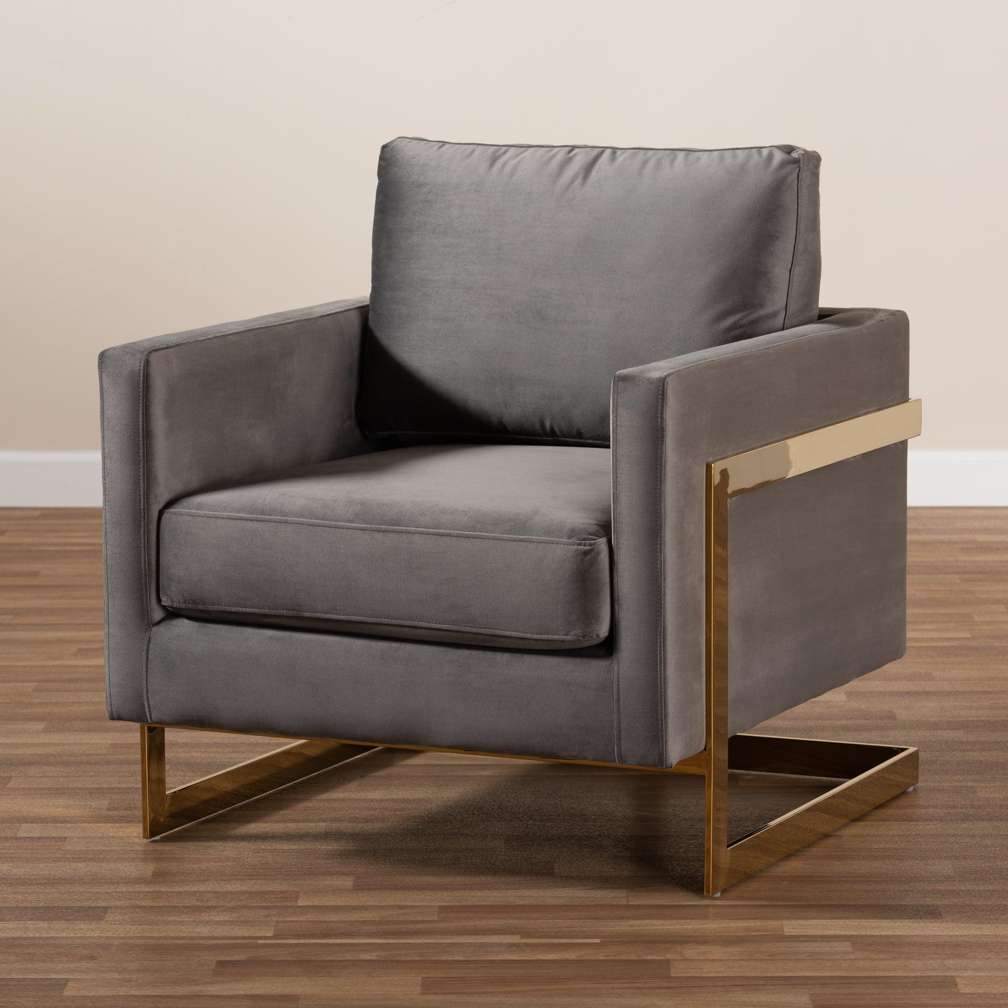 Matteo Glam and Luxe Velvet Fabric Upholstered Finished Armchair