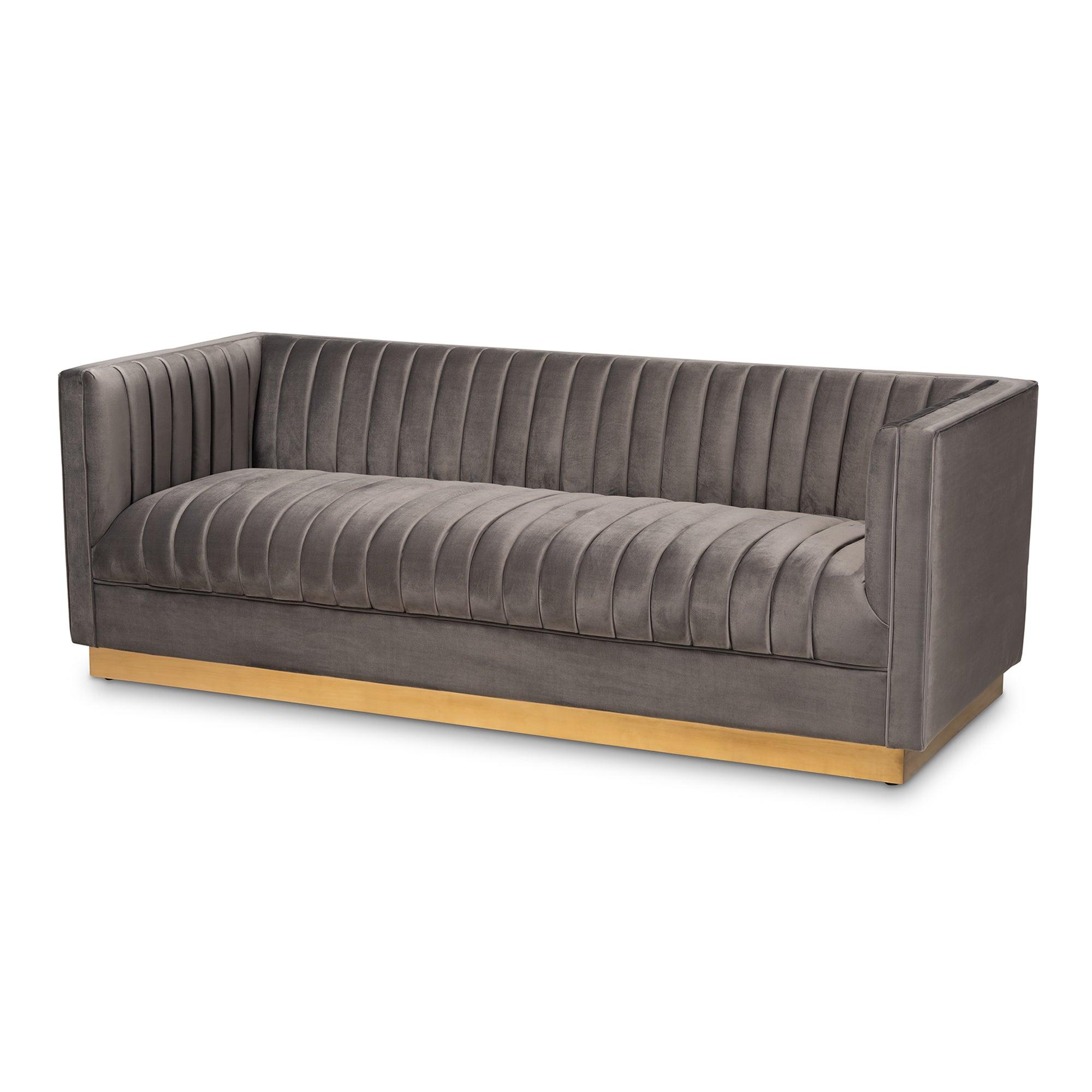 Aveline Glam and Luxe Velvet Fabric Upholstered Brushed Finished Sofa