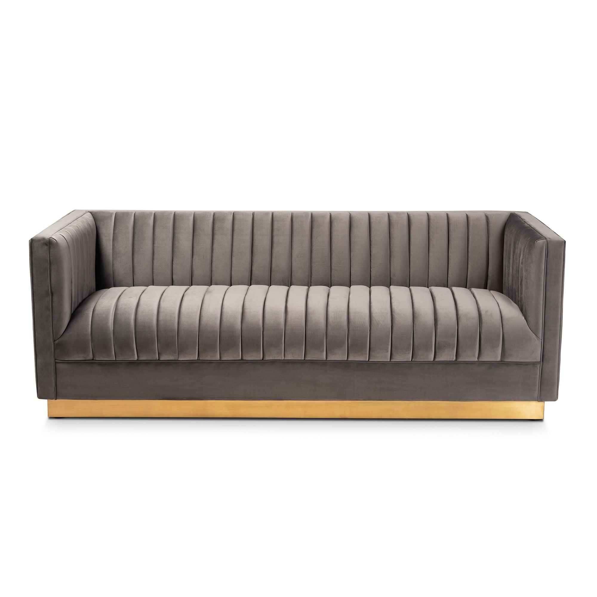 Aveline Glam and Luxe Velvet Fabric Upholstered Brushed Finished Sofa