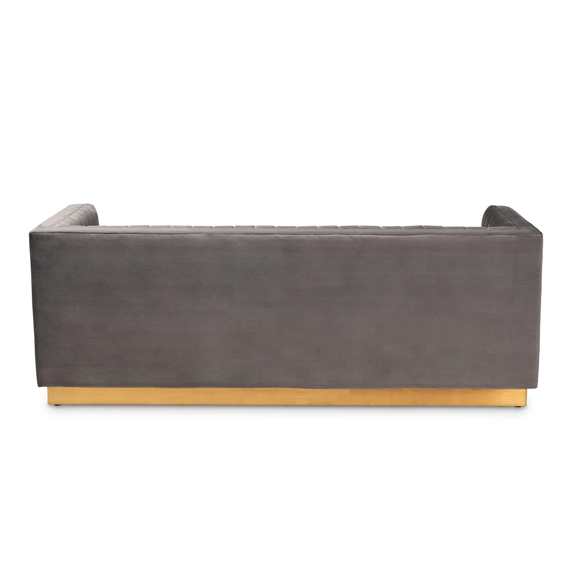 Aveline Glam and Luxe Velvet Fabric Upholstered Brushed Finished Sofa