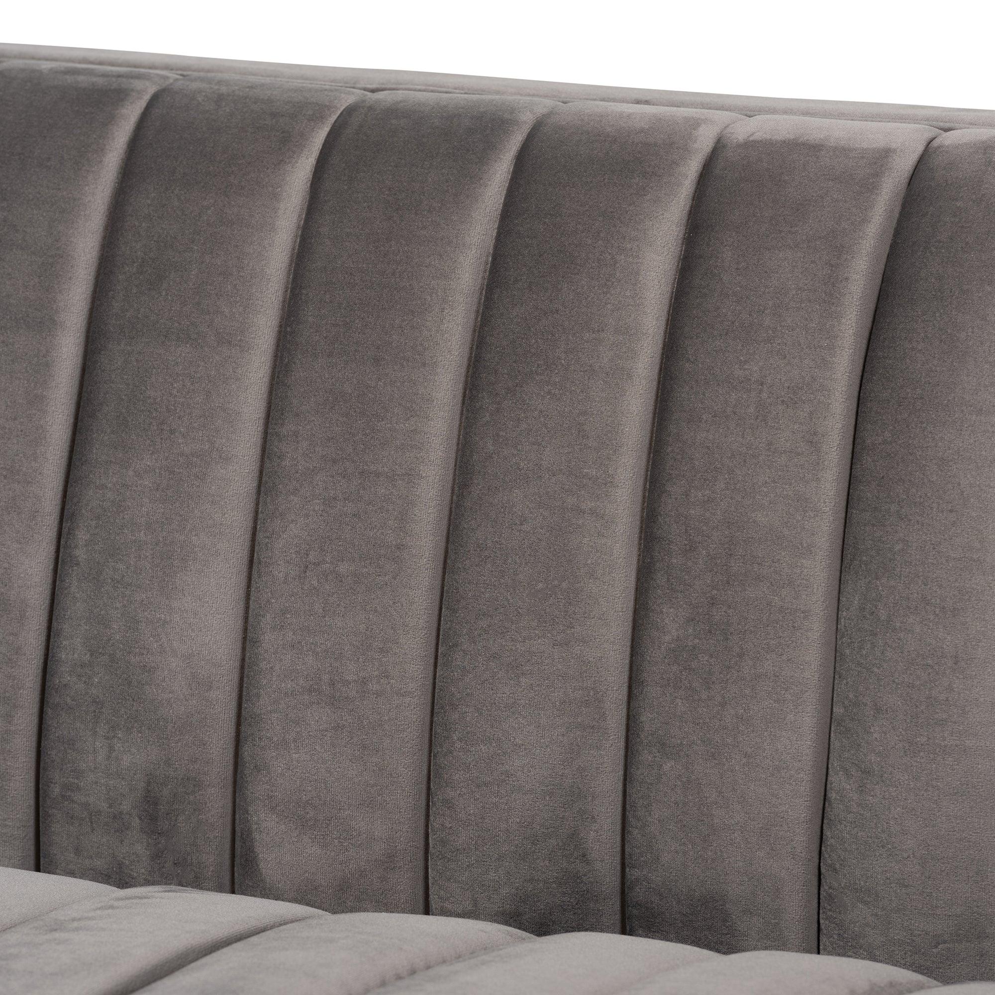 Aveline Glam and Luxe Velvet Fabric Upholstered Brushed Finished Sofa