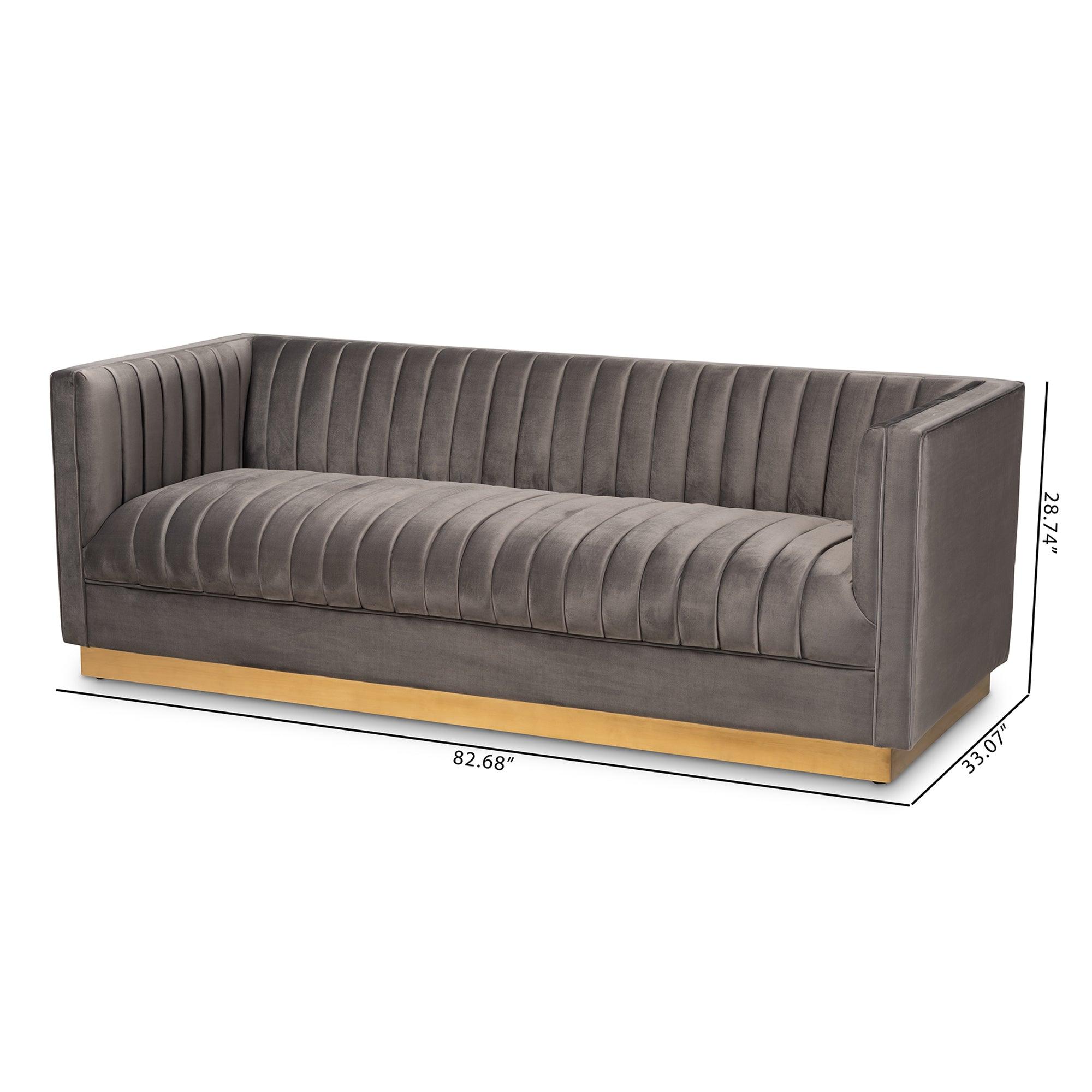 Aveline Glam and Luxe Velvet Fabric Upholstered Brushed Finished Sofa