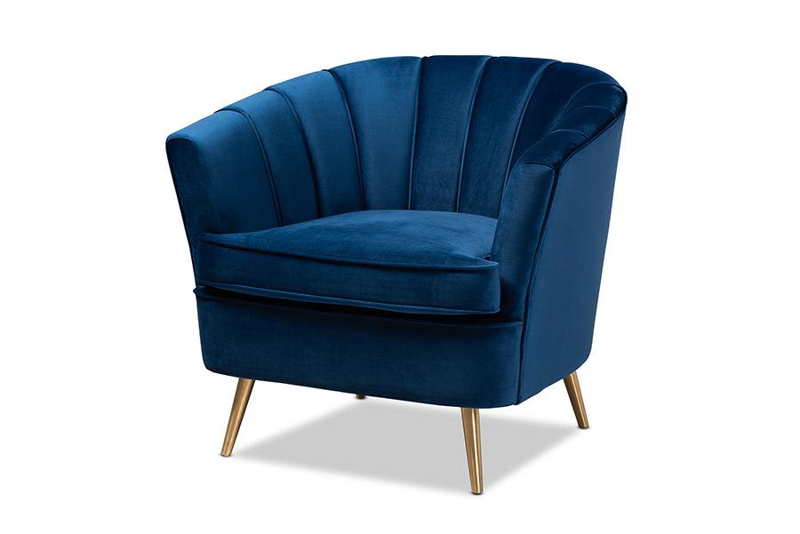 Emeline Glam and Luxe Velvet Fabric Upholstered Brushed Finished Accent Chair