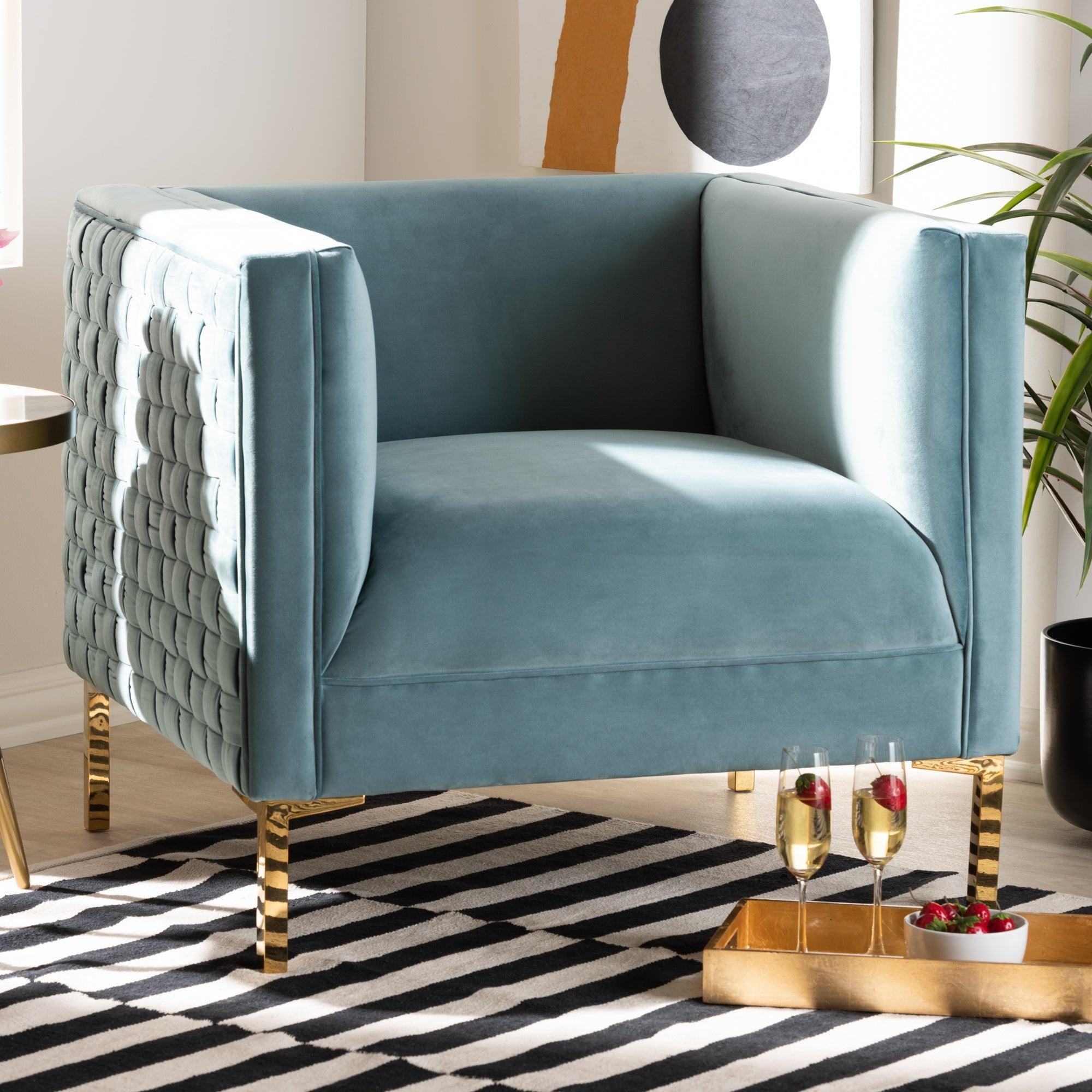 Seraphin Glam and Luxe Velvet Fabric Upholstered Finished Armchair