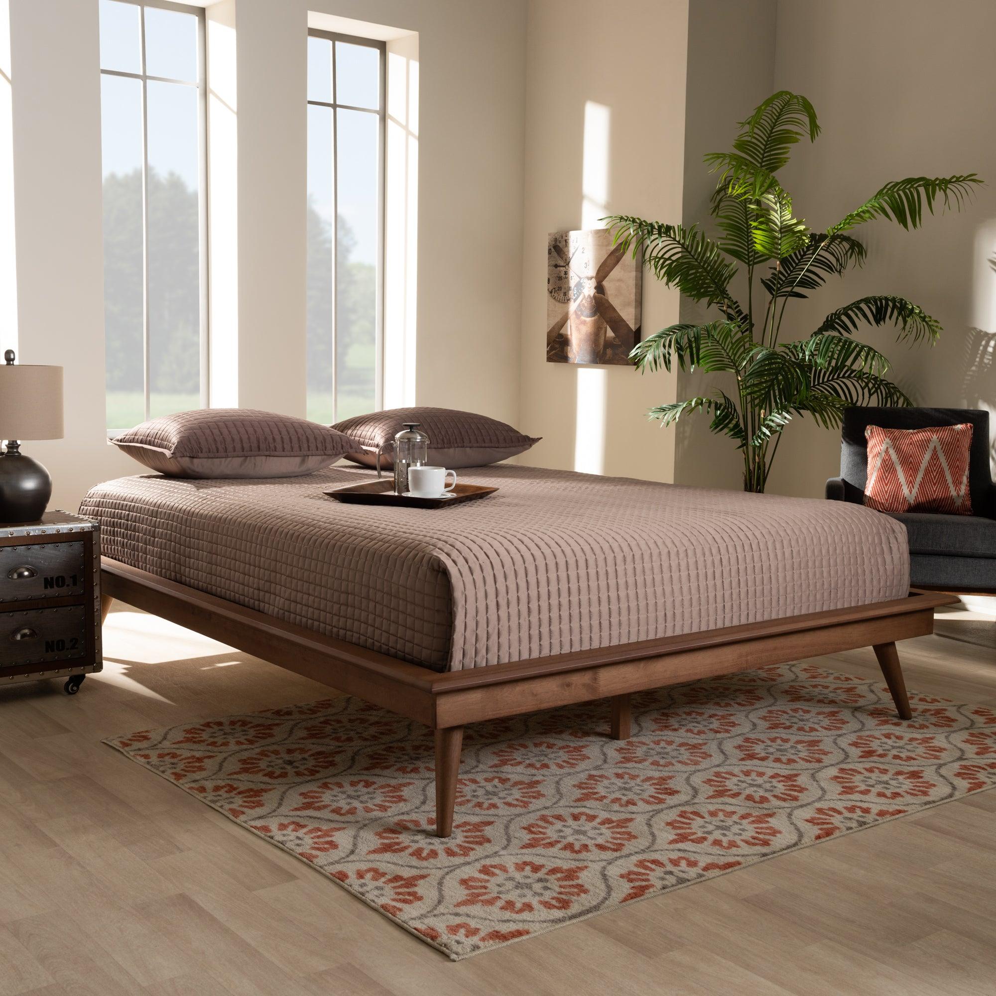 Karine Mid-Century Modern Finished Wood Platform Bed Frame