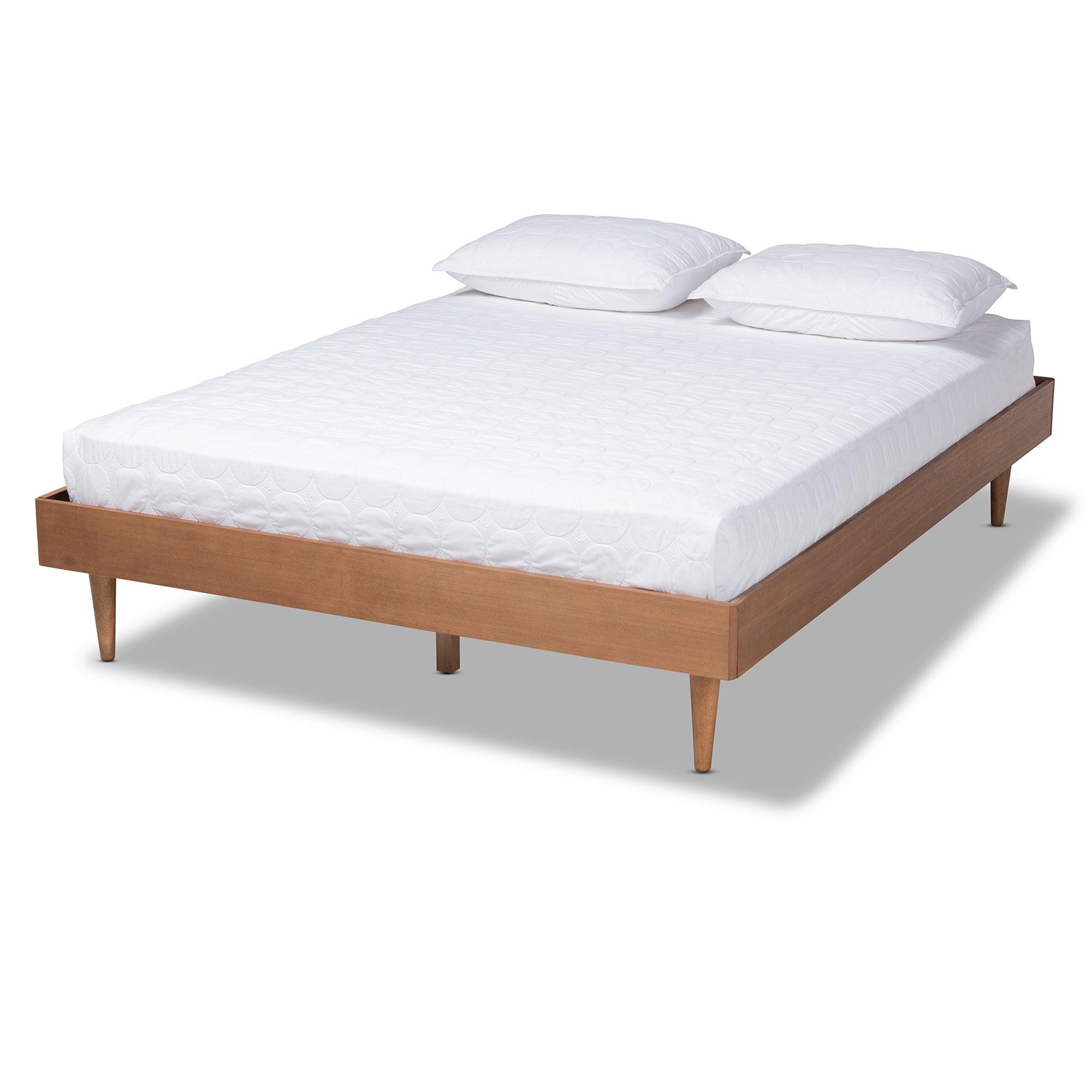 Rina Mid-Century Modern Ash Wanut Finished Wood Bed Frame