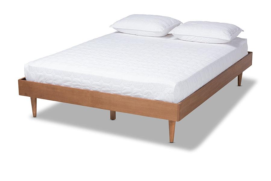 Rina Mid-Century Modern Ash Wanut Finished Wood Bed Frame