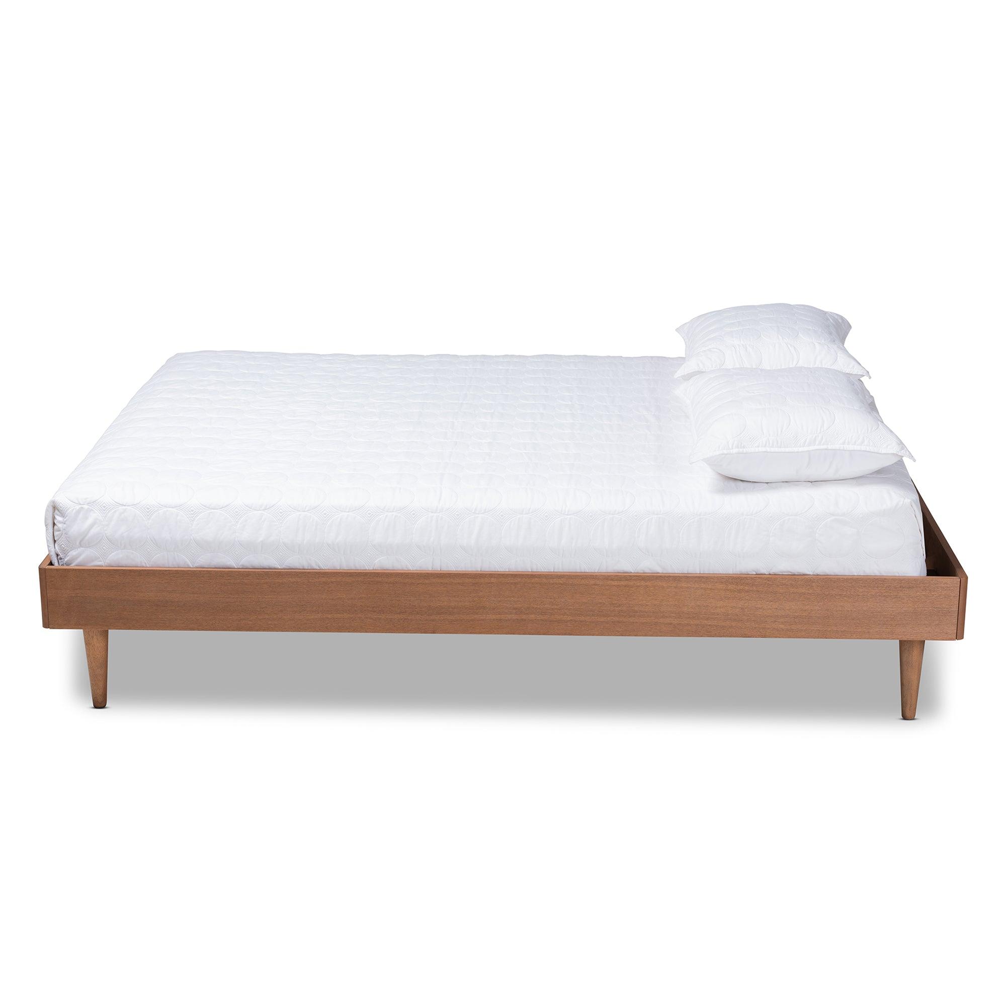 Rina Mid-Century Modern Ash Wanut Finished Wood Bed Frame