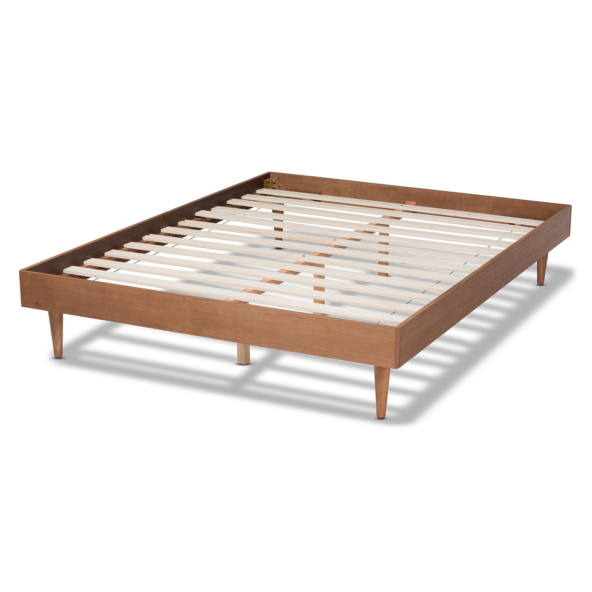 Rina Mid-Century Modern Ash Wanut Finished Wood Bed Frame