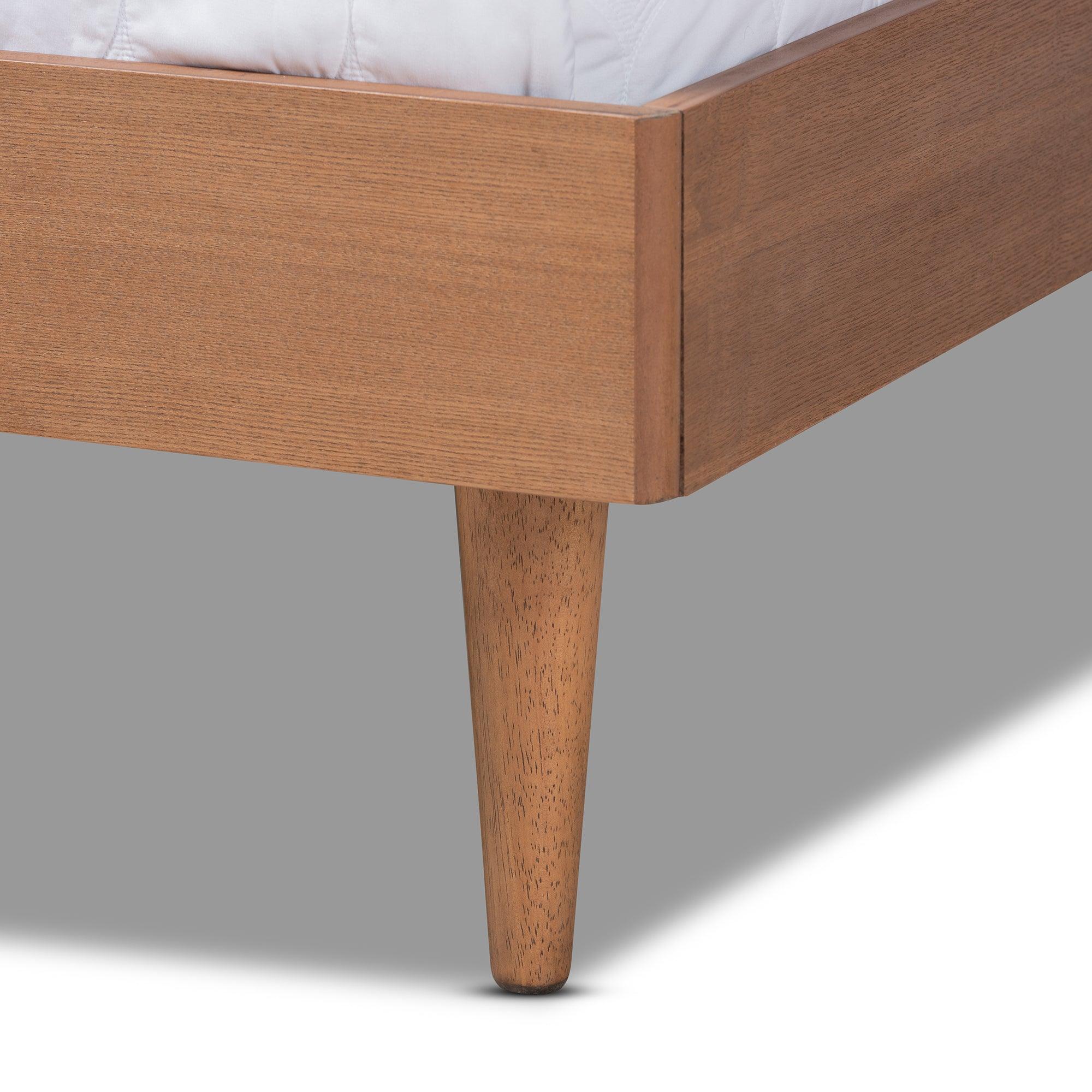 Rina Mid-Century Modern Ash Wanut Finished Wood Bed Frame