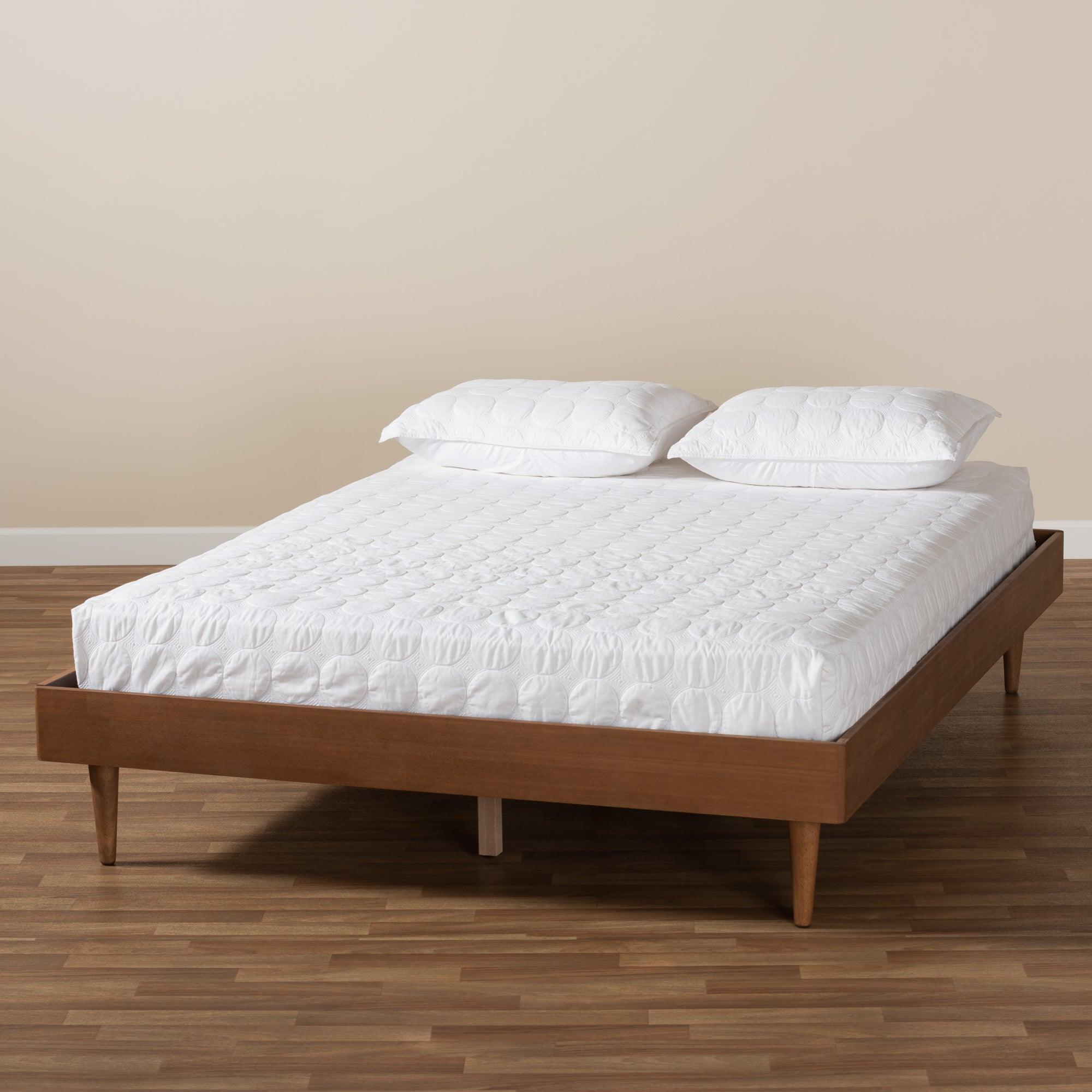 Rina Mid-Century Modern Ash Wanut Finished Wood Bed Frame