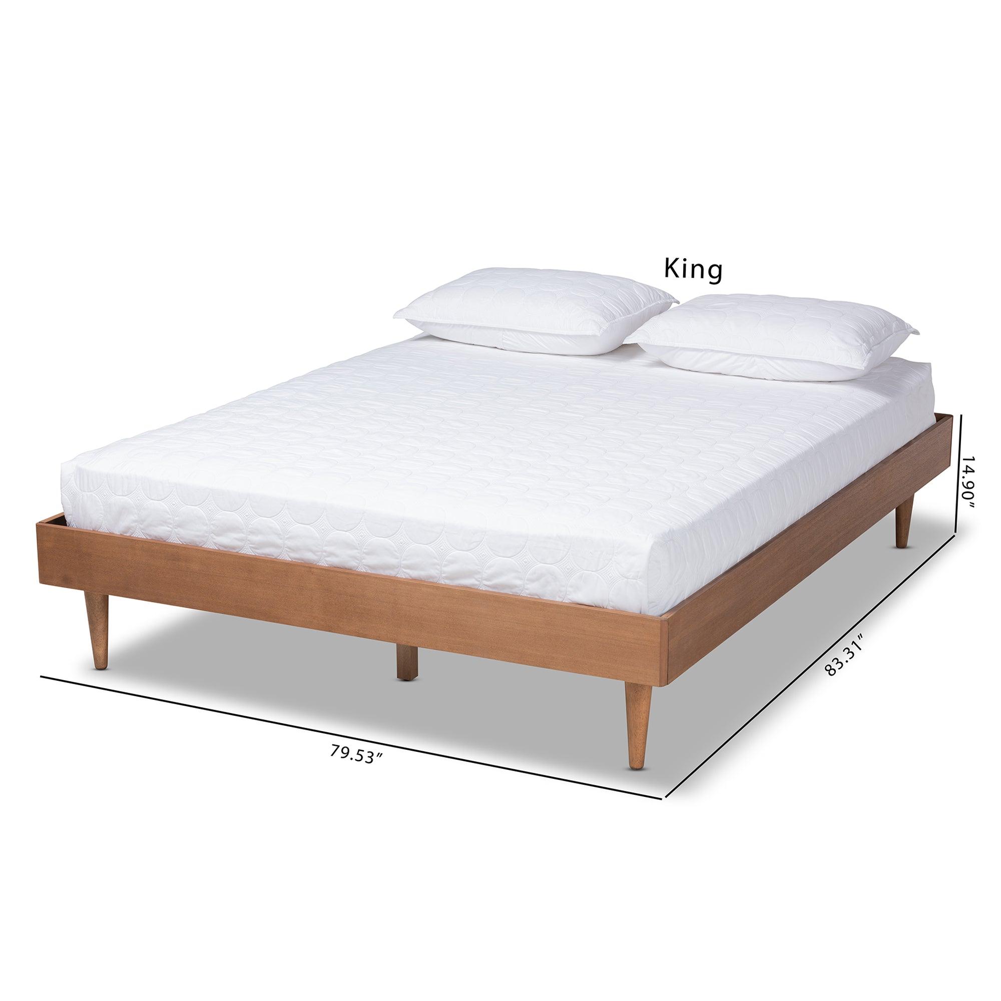 Rina Mid-Century Modern Ash Wanut Finished Wood Bed Frame