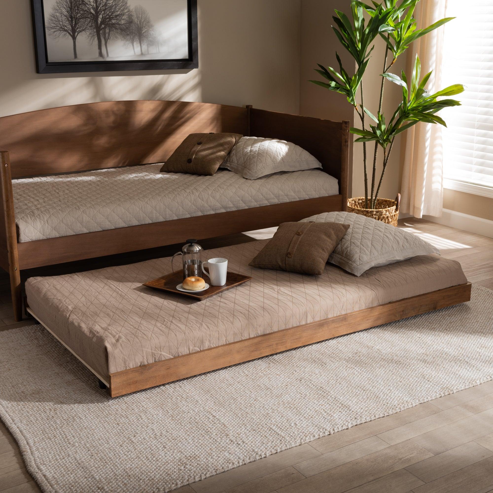 Veles Modern and Contemporary Ash Finished Trundle Bed