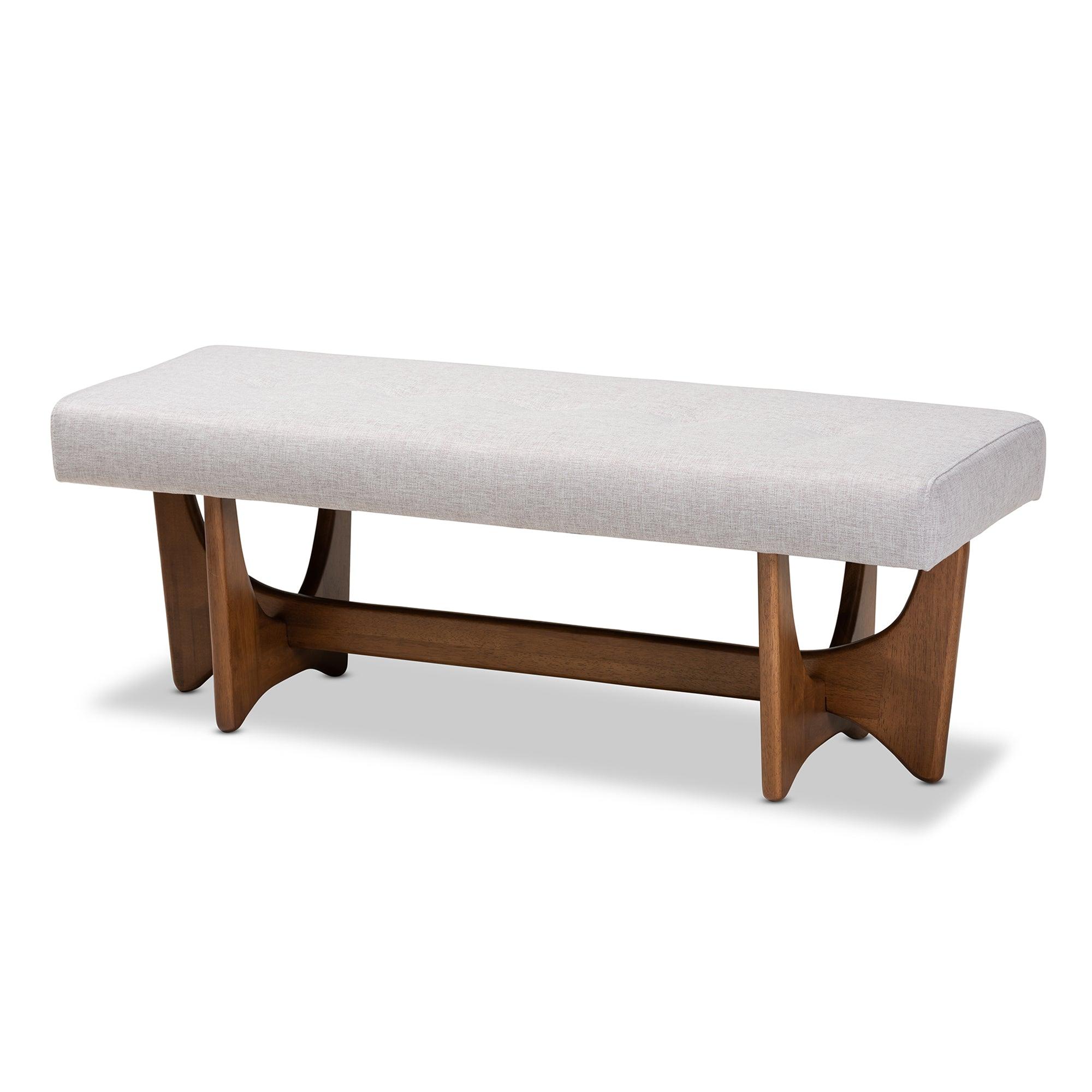 Theo Mid-Century Modern ish Fabric Upholstered Finished Bench