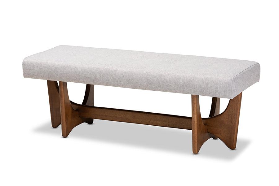 Theo Mid-Century Modern ish Fabric Upholstered Finished Bench