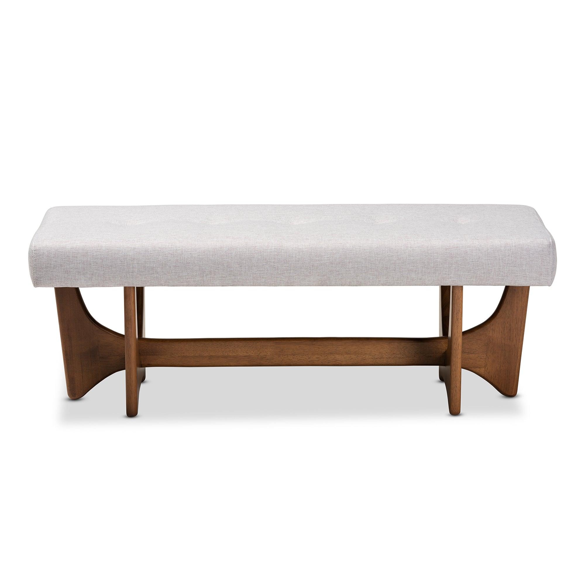 Theo Mid-Century Modern ish Fabric Upholstered Finished Bench