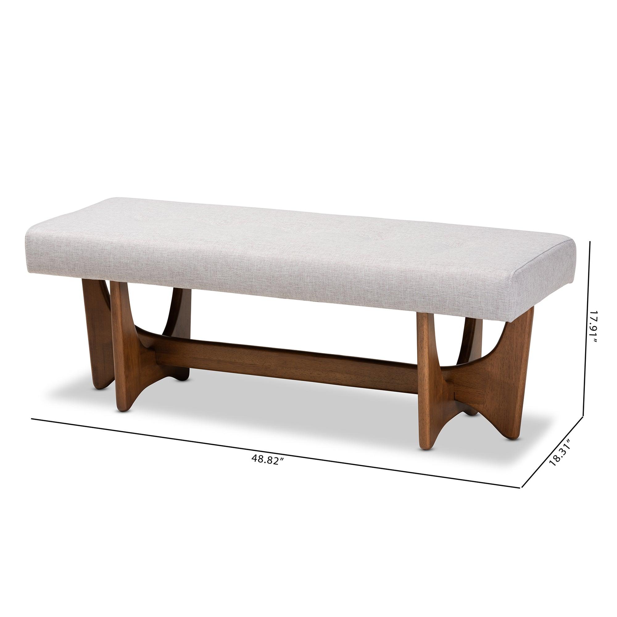 Theo Mid-Century Modern ish Fabric Upholstered Finished Bench