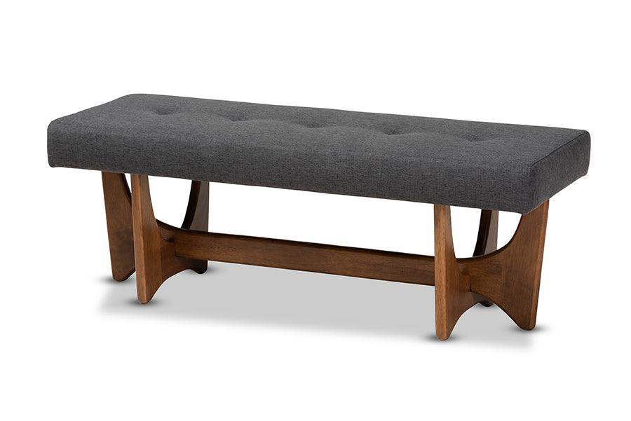 Theo Mid-Century Modern Dark Fabric Upholstered Finished Bench