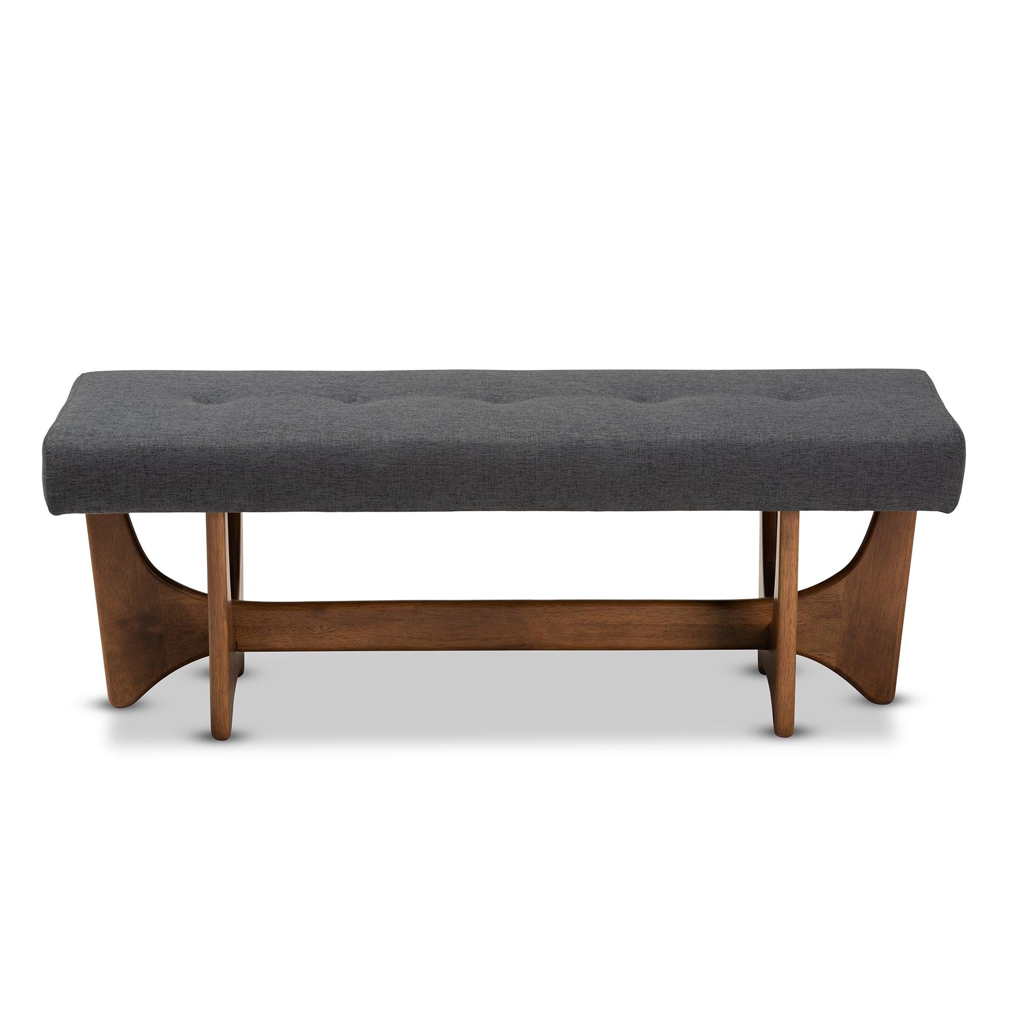 Theo Mid-Century Modern Dark Fabric Upholstered Finished Bench