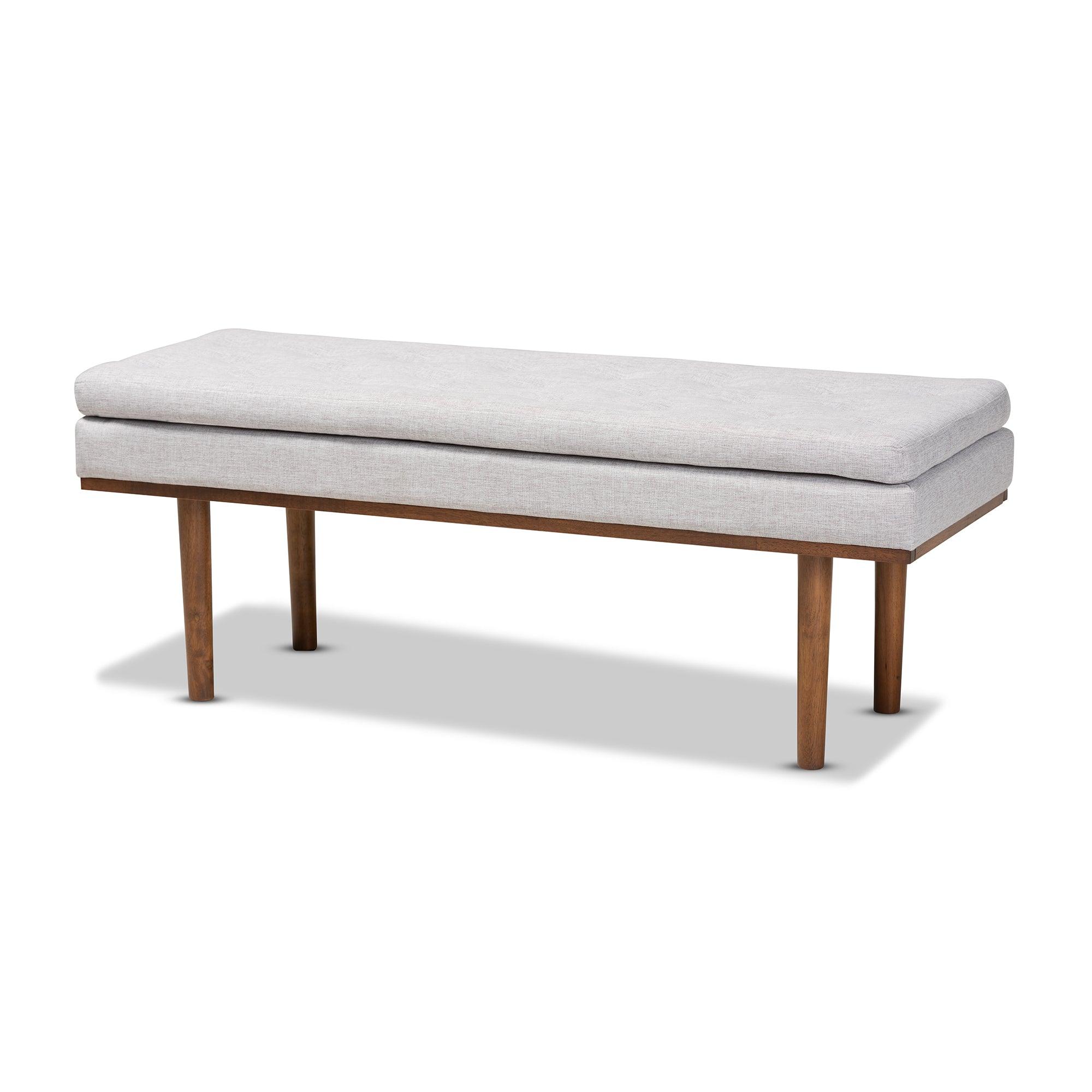 Arne Mid-Century Modern ish Fabric Upholstered Finished Bench