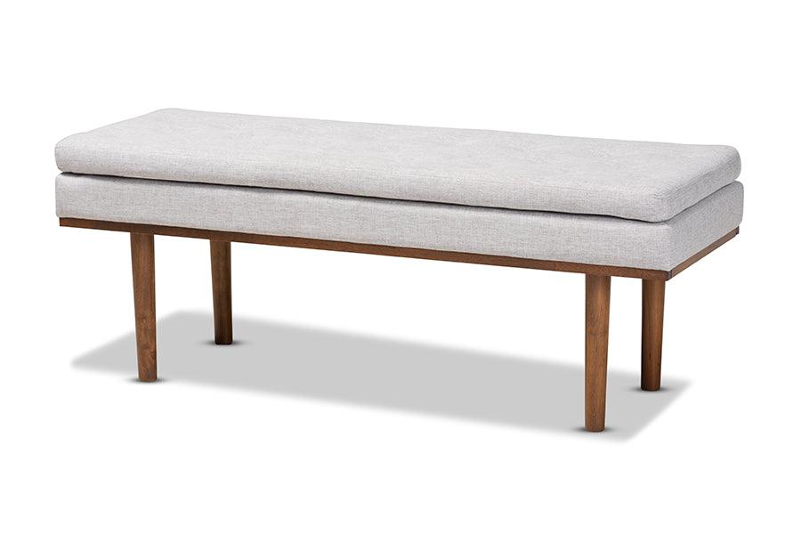 Arne Mid-Century Modern ish Fabric Upholstered Finished Bench