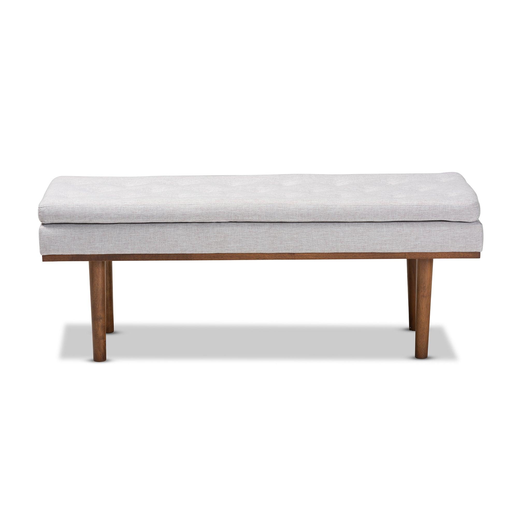 Arne Mid-Century Modern ish Fabric Upholstered Finished Bench