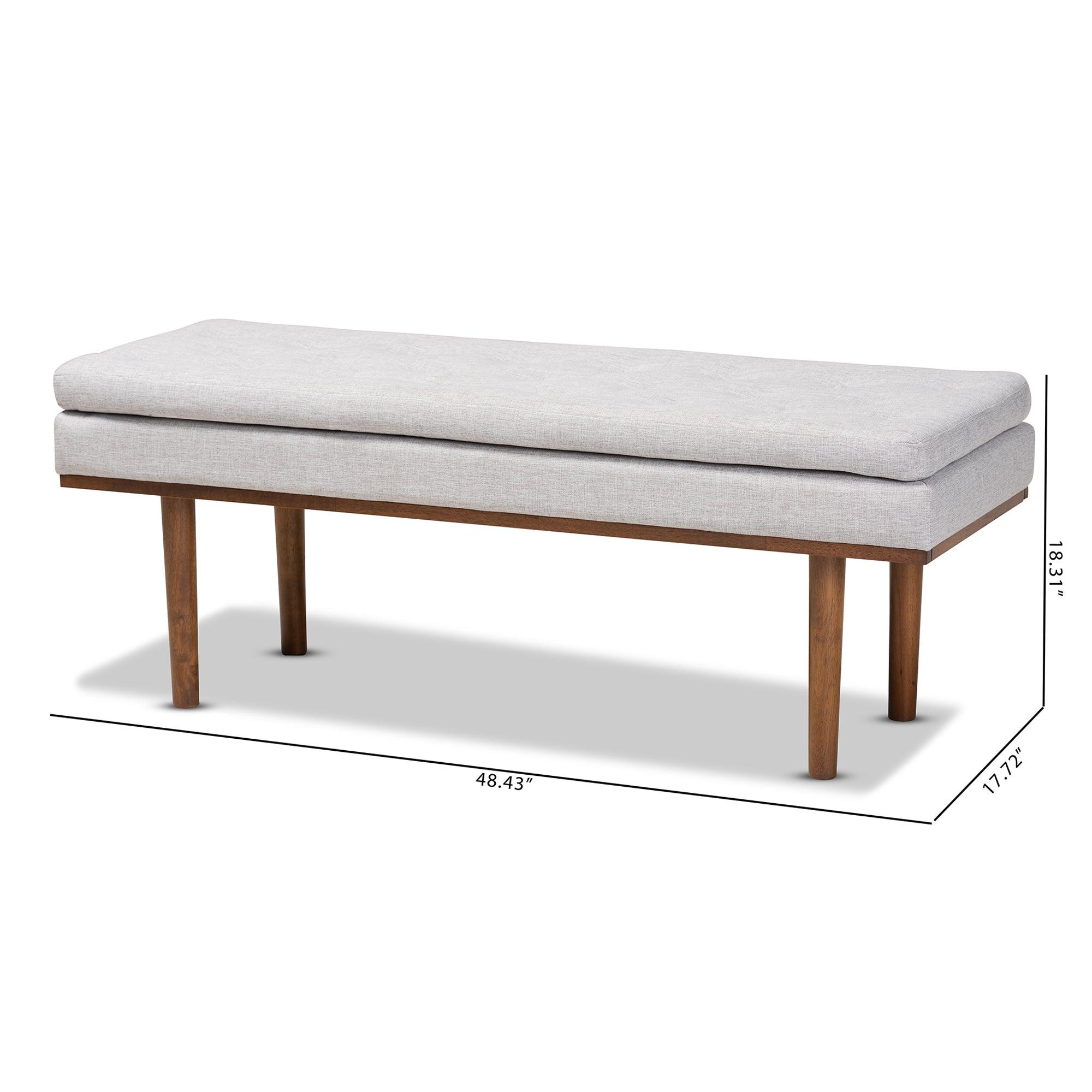 Arne Mid-Century Modern ish Fabric Upholstered Finished Bench