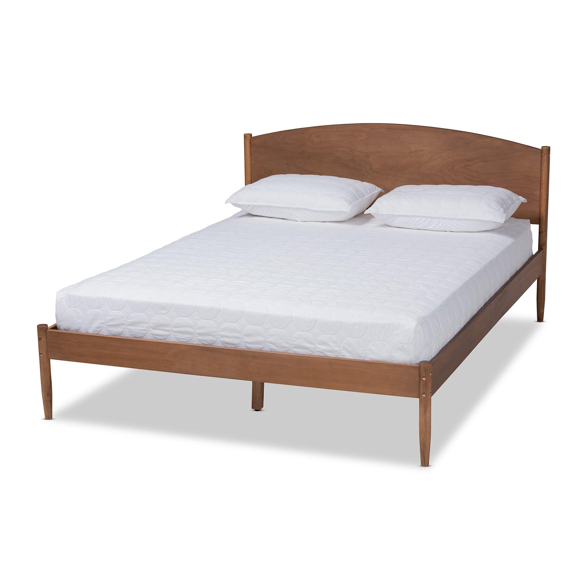 Leanora Mid-Century Modern Ash Wanut Finished Wood Platform Bed