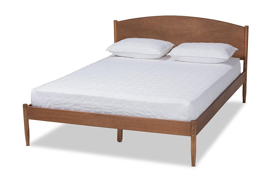 Leanora Mid-Century Modern Ash Wanut Finished Wood Platform Bed