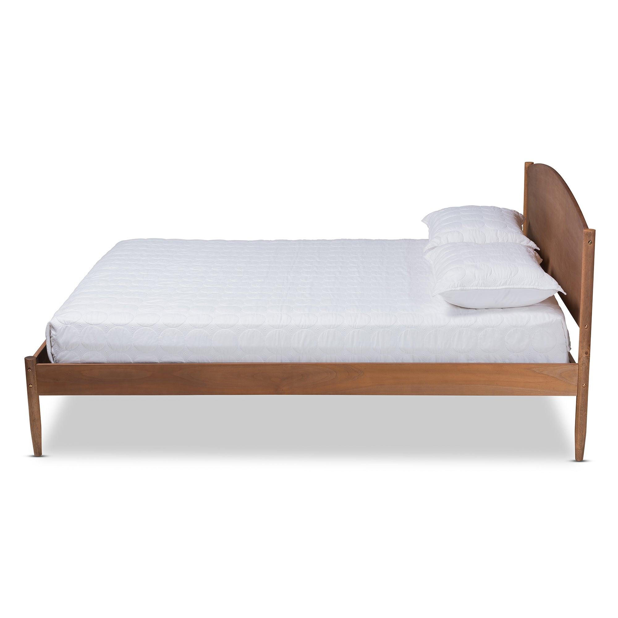 Leanora Mid-Century Modern Ash Wanut Finished Wood Platform Bed