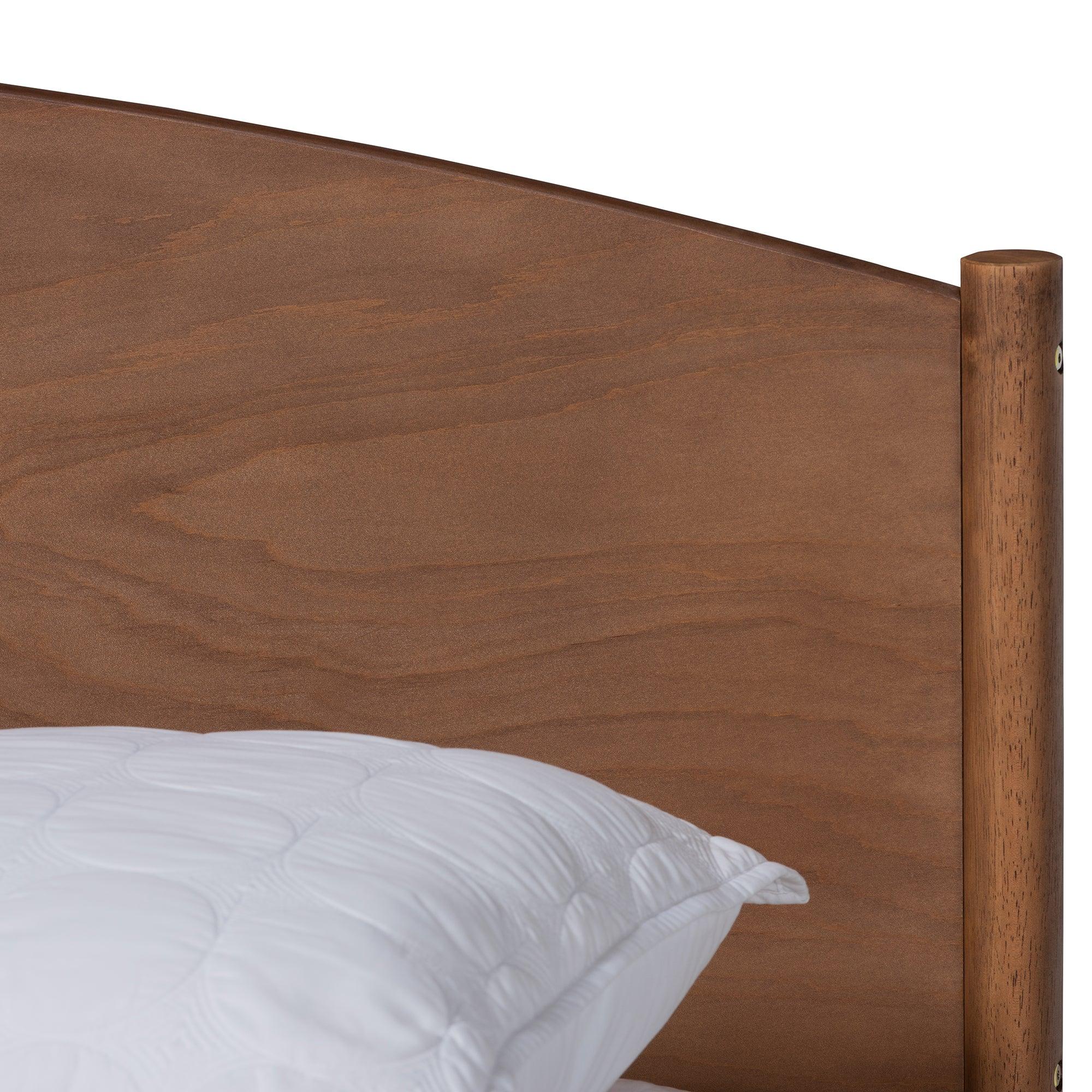 Leanora Mid-Century Modern Ash Wanut Finished Wood Platform Bed