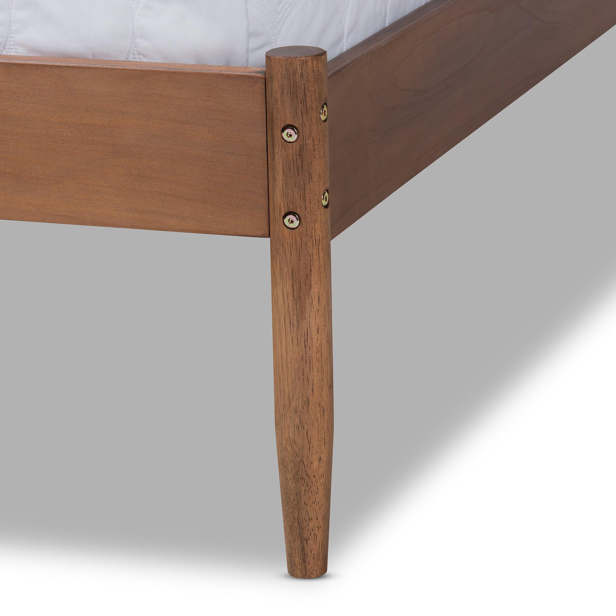 Leanora Mid-Century Modern Ash Wanut Finished Wood Platform Bed