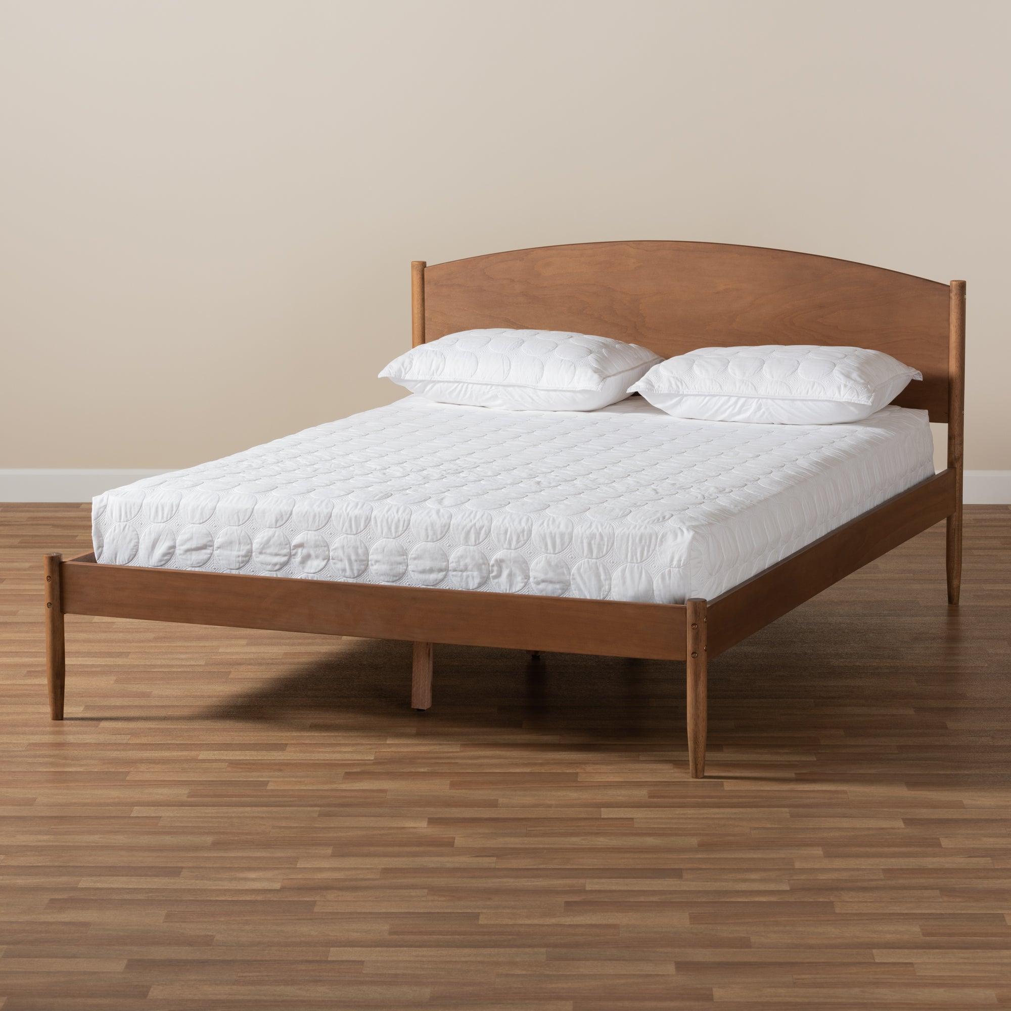 Leanora Mid-Century Modern Ash Wanut Finished Wood Platform Bed