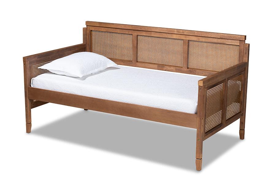 Toveli Vintage French Inspired Ash Wanut Finished Wood and Synthetic Rattan Daybed