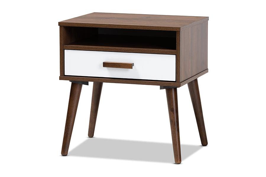 Quinn Mid-Century Modern Two-Tone and Finished 1-Drawer Wood End Table