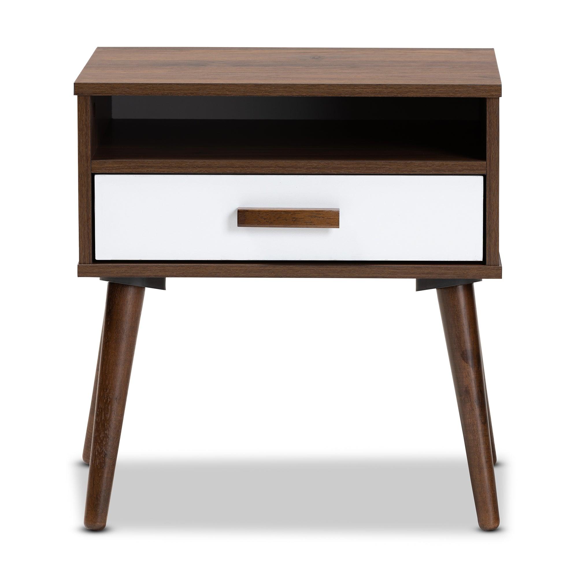 Quinn Mid-Century Modern Two-Tone and Finished 1-Drawer Wood End Table